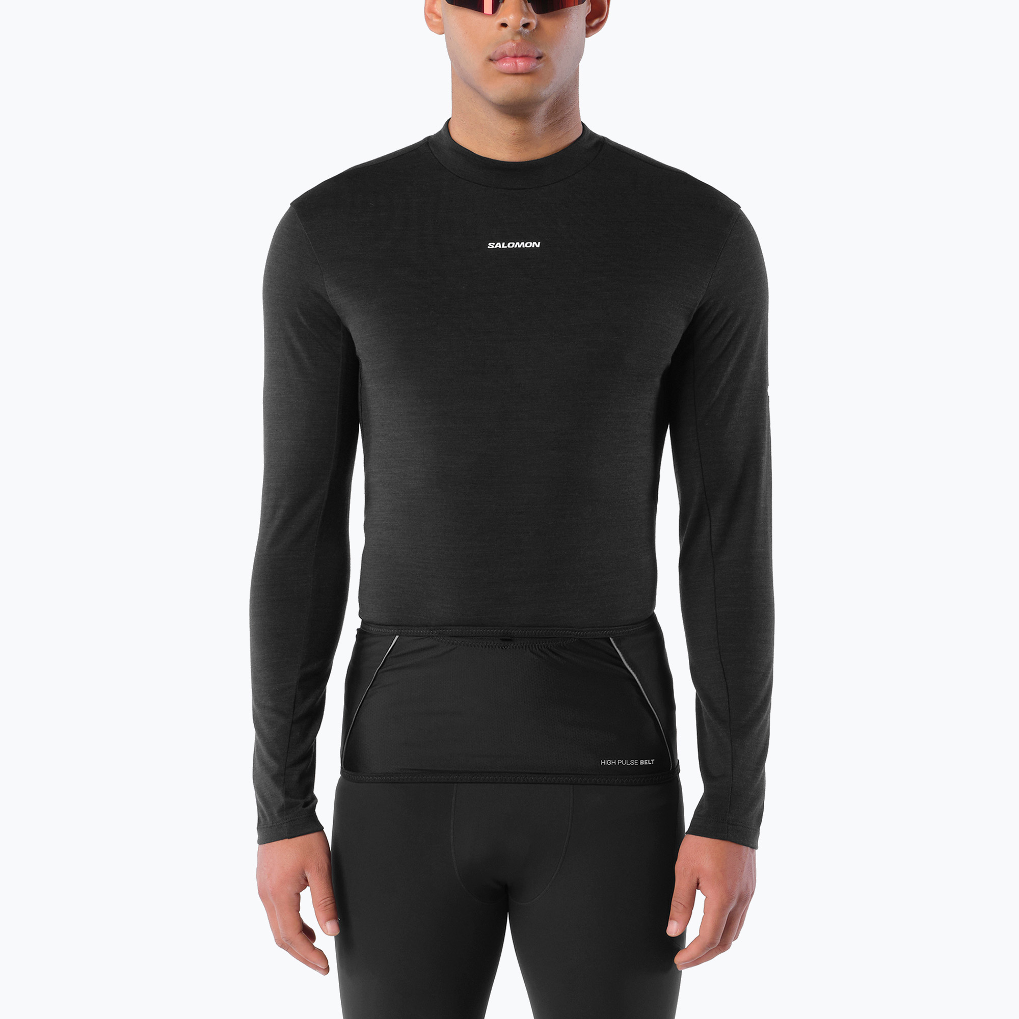 Мъжка блуза за бягане с дълъг ръкав Salomon Sense Merino Tee LS deep black