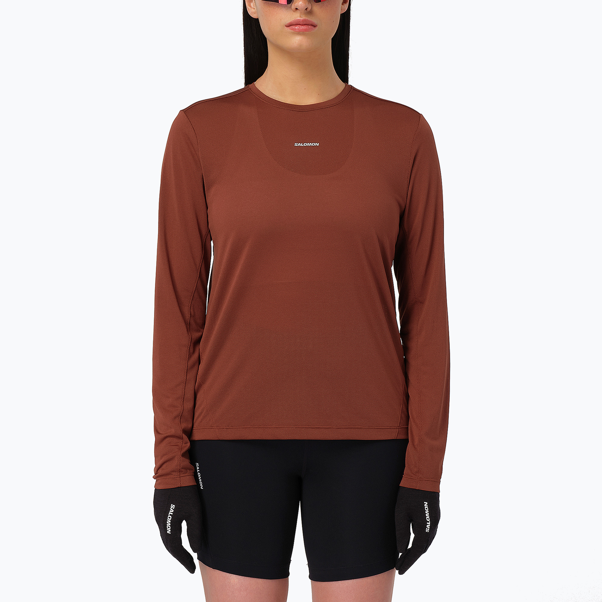 Дамска блуза за бягане с дълъг ръкав Salomon Shakeout Core LS Tee burnt umber