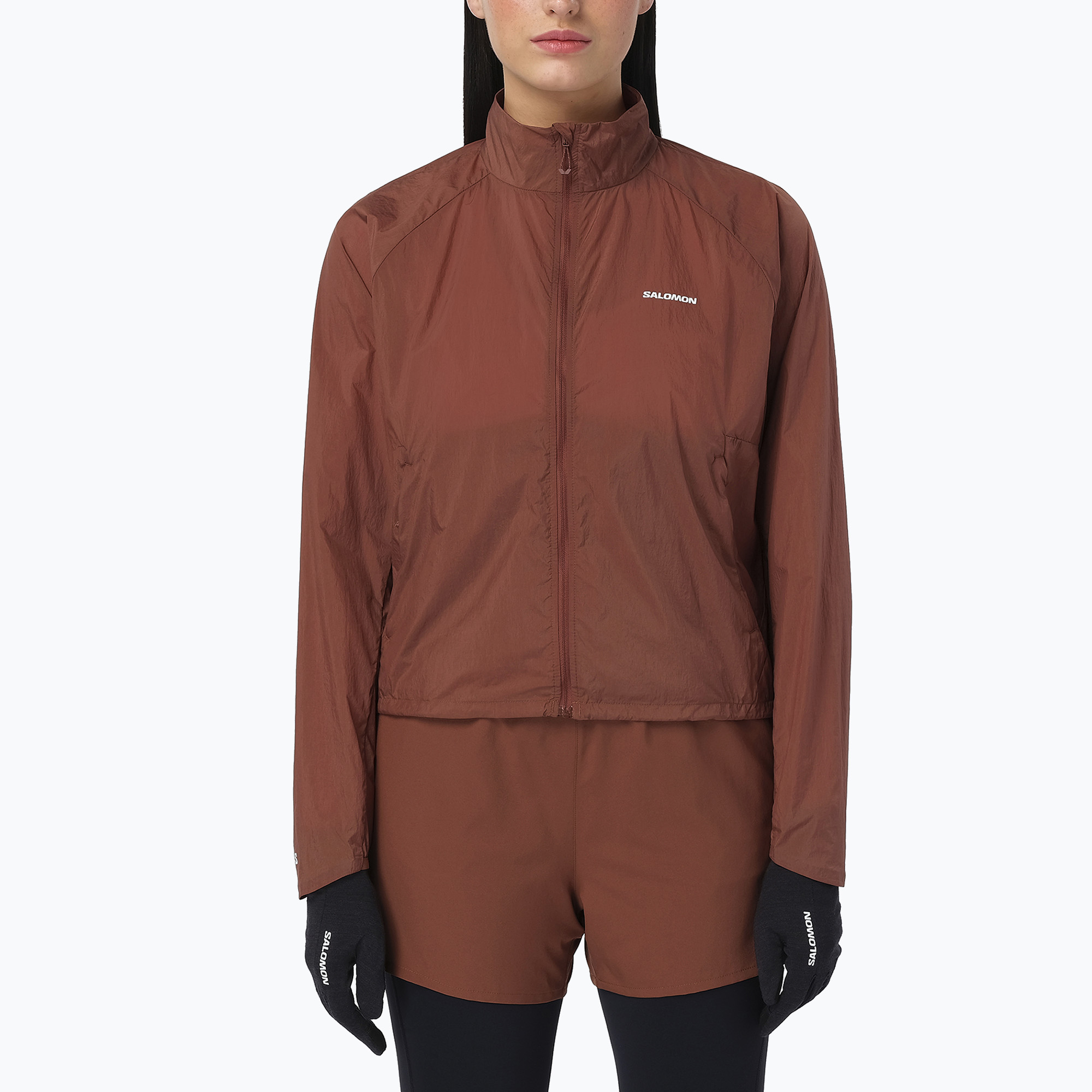 Дамско яке за бягане Salomon Shakeout Fly burnt umber