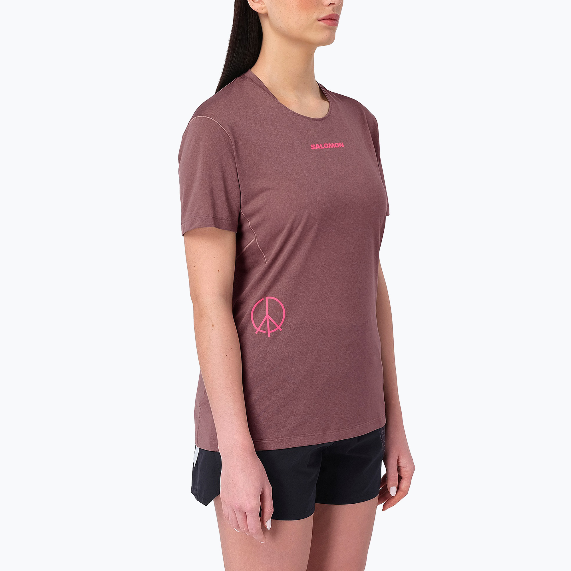 Дамска тениска за бягане Salomon Courtney Tee SS rose taupe