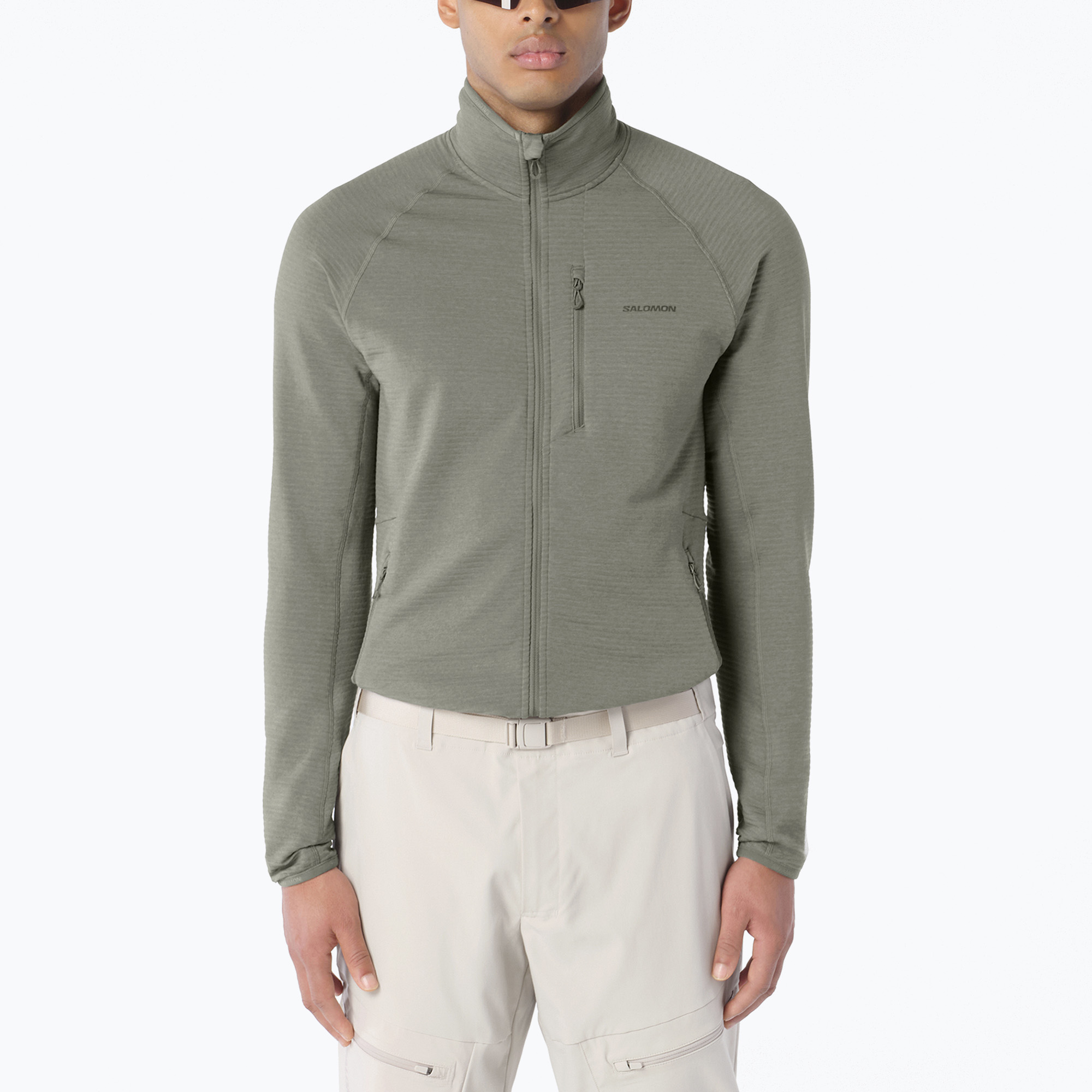 Bluză de trekking pentru bărbați Salomon Essential Lightwarm Full Zip castor gray