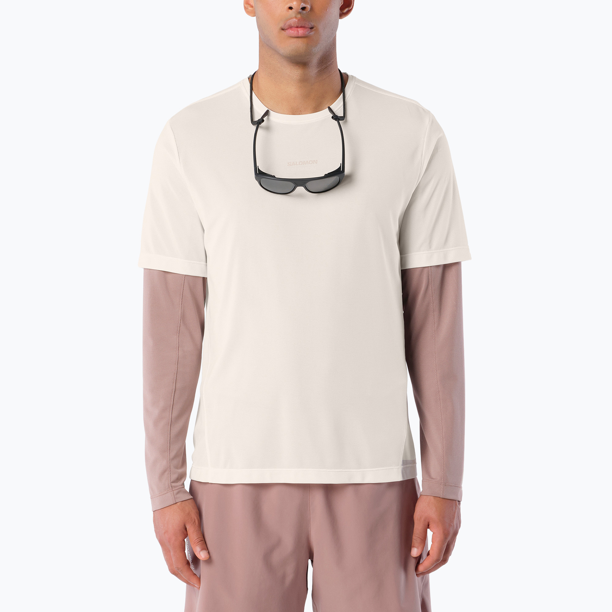 Мъжка тениска за бягане Salomon Shakeout Core GFX SS Tee whisper white/pink frosting