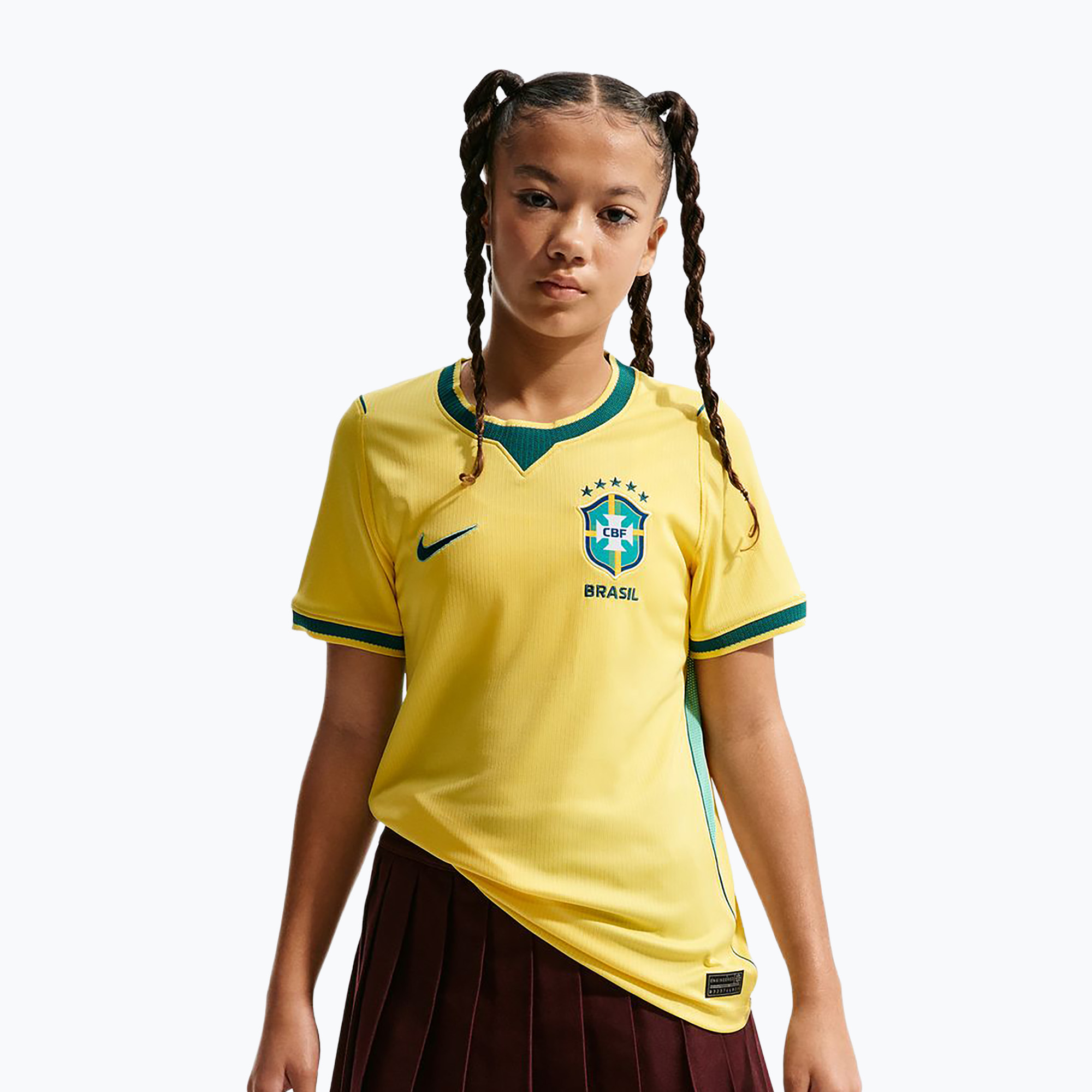 Детска футболна тениска Nike Brazil 2026 Stadium Home Soccer Replica canary/light menta/geode teal