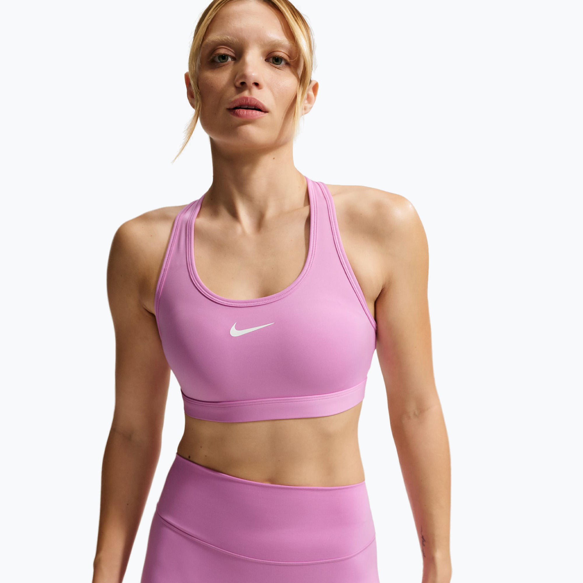 Спортен сутиен Nike Swoosh Medium Support light magenta/white