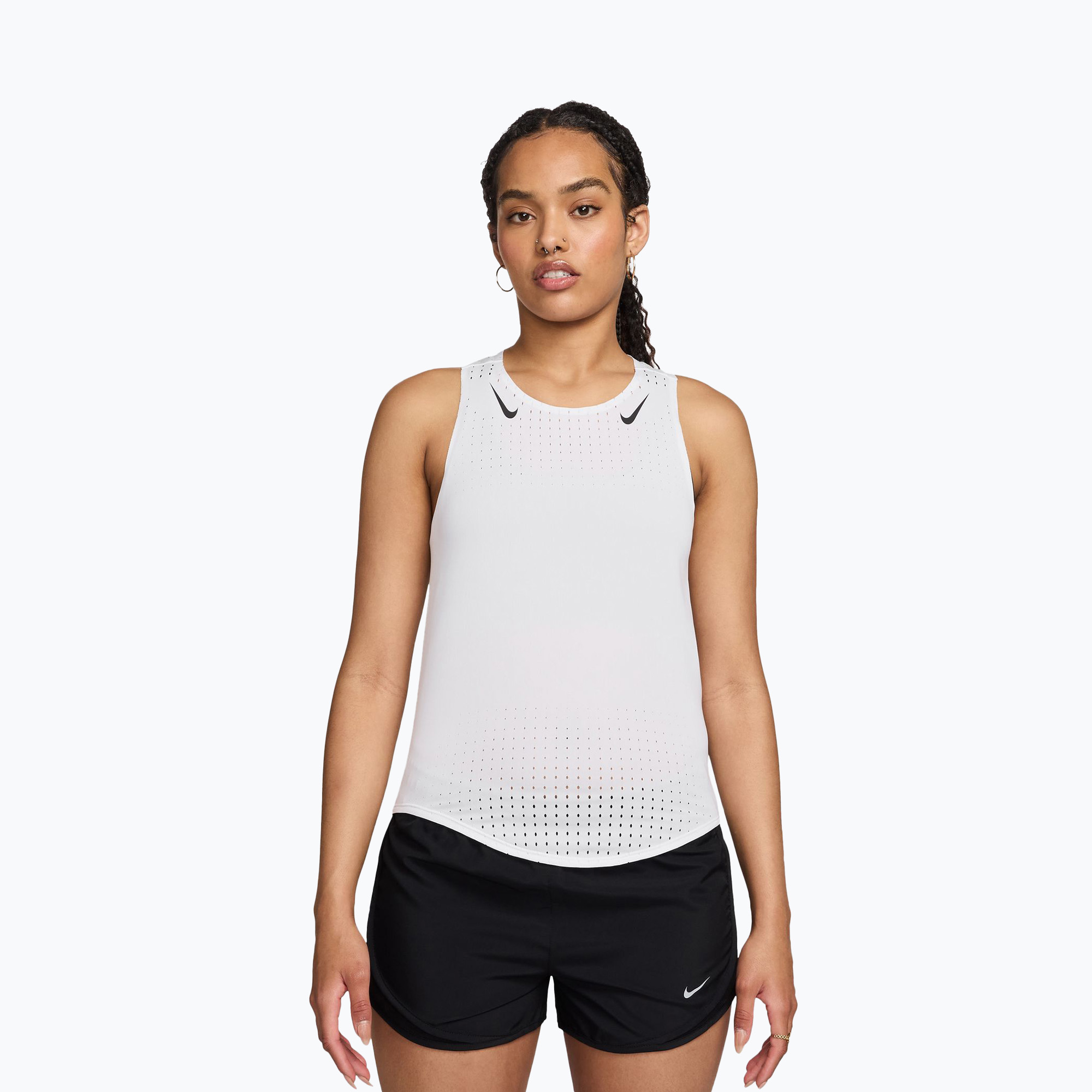 Koszulka do biegania damska Nike AeroSwift Dri-Fit ADV Singlet white/black 