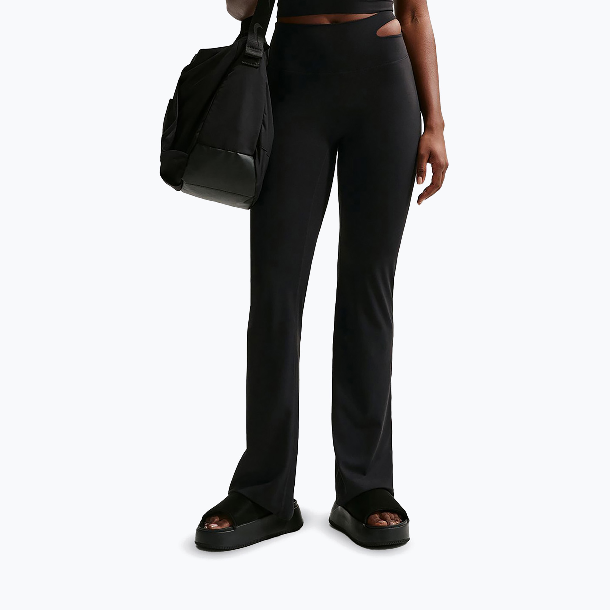Spodnie treningowe damskie Nike Zenvy High-Waisted Flared black/pcg3c 