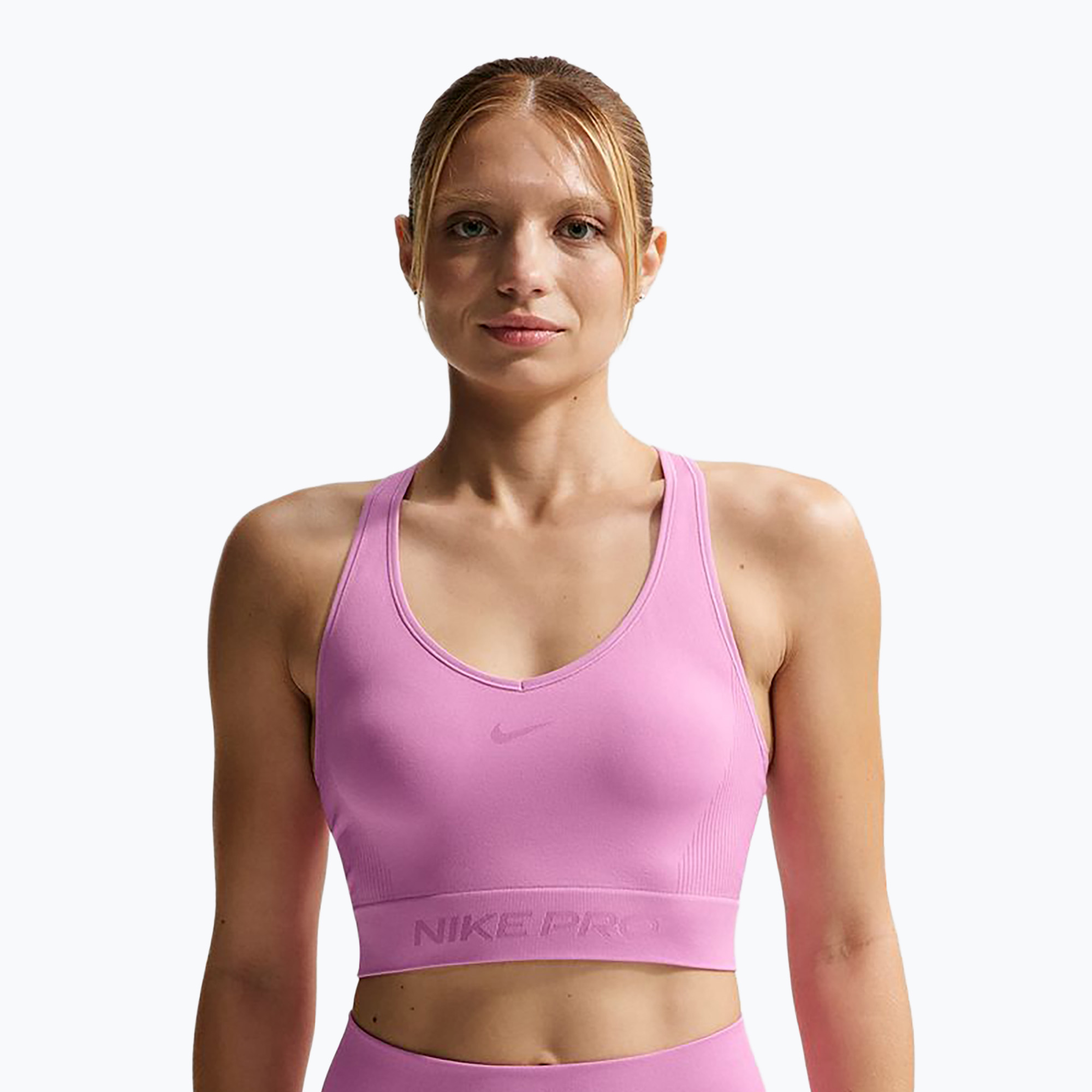 Тренировъчен топ Nike Pro Seamless Dri-Fit Cropped light magenta