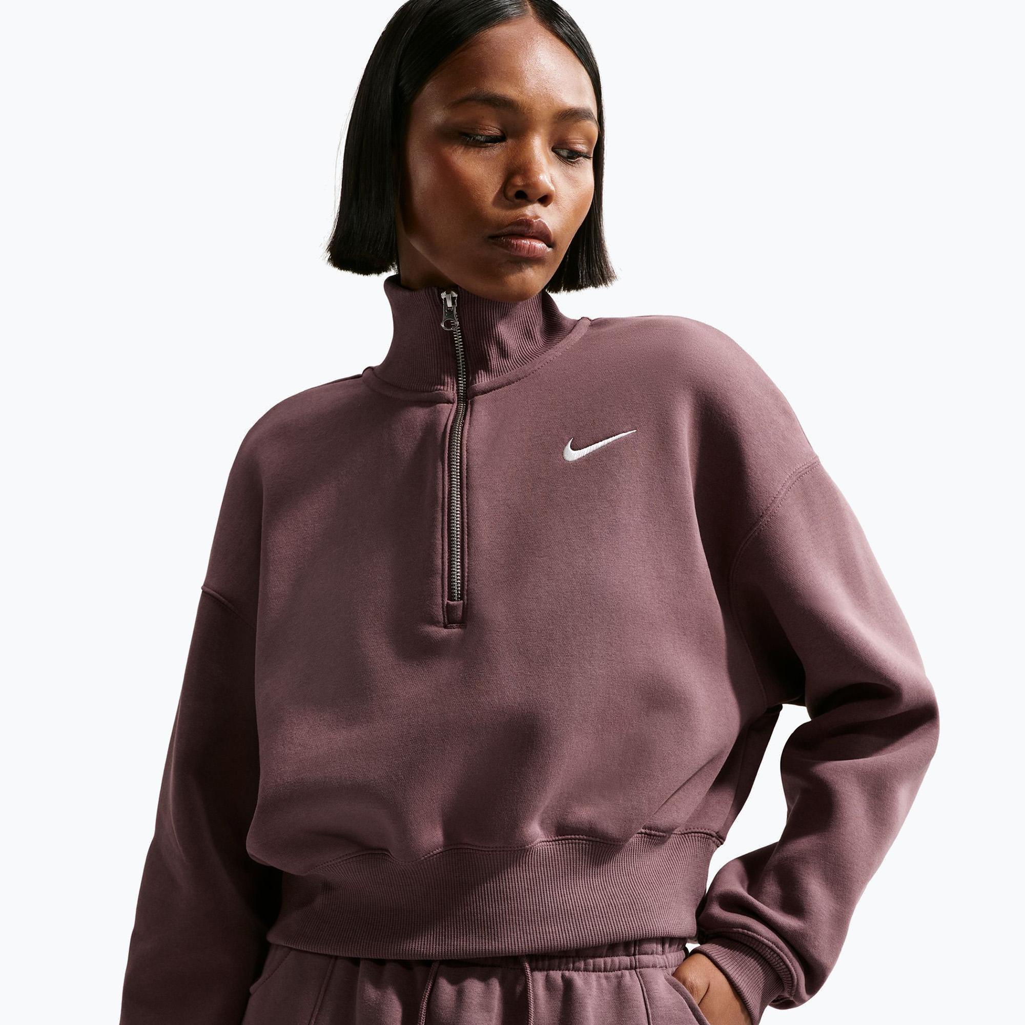Bluza damska Nike Sportswear Phoenix Fleece 1/2 Zip Cropped tattoo/sail 