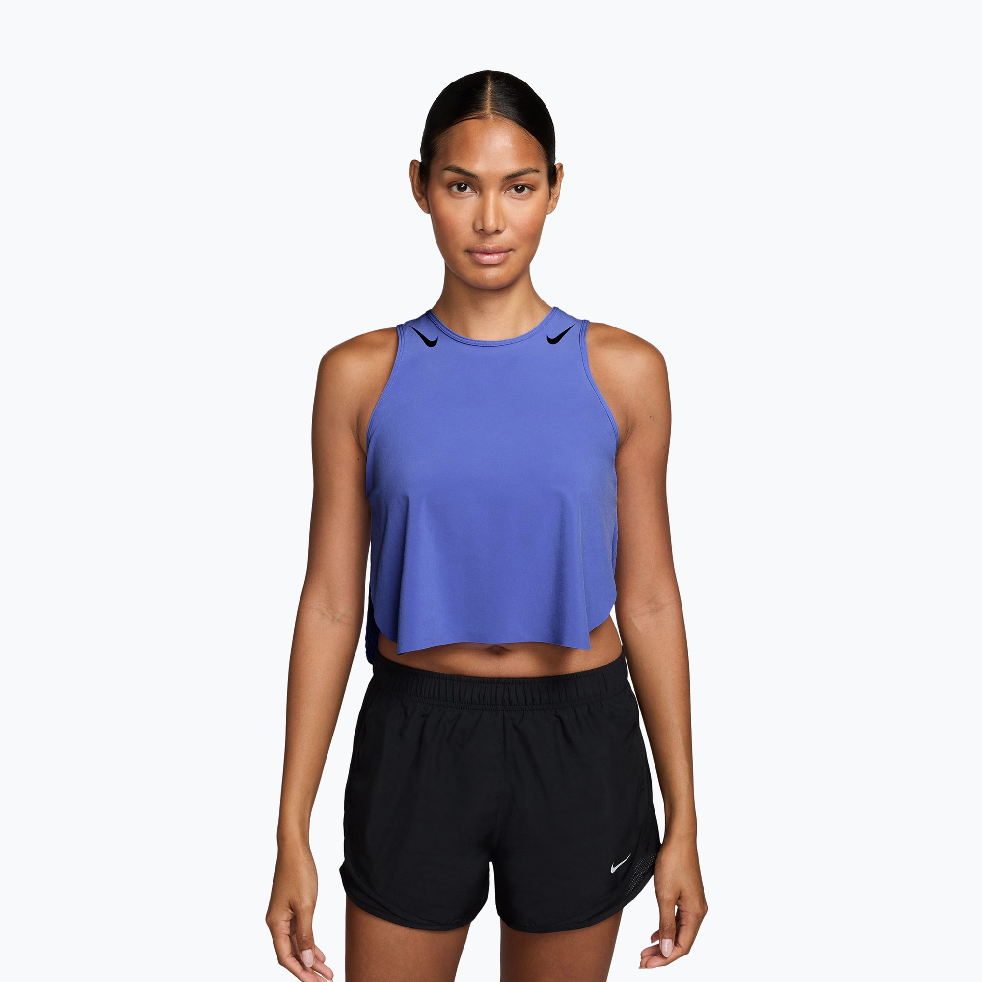 Koszulka do biegania damska Nike AeroSwift Dri-Fit ADV Cropped Tank Top off sapphiree/black 