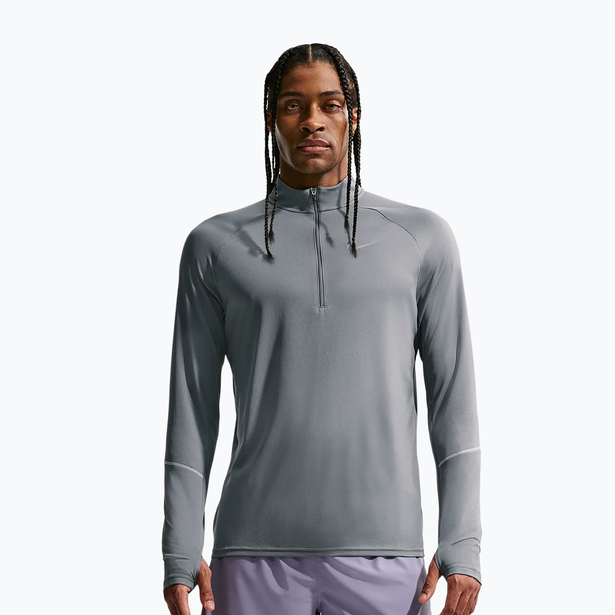 Мъжки суитшърт за бягане Nike Miler Dri-Fit UV 1/2 Zip smoke grey