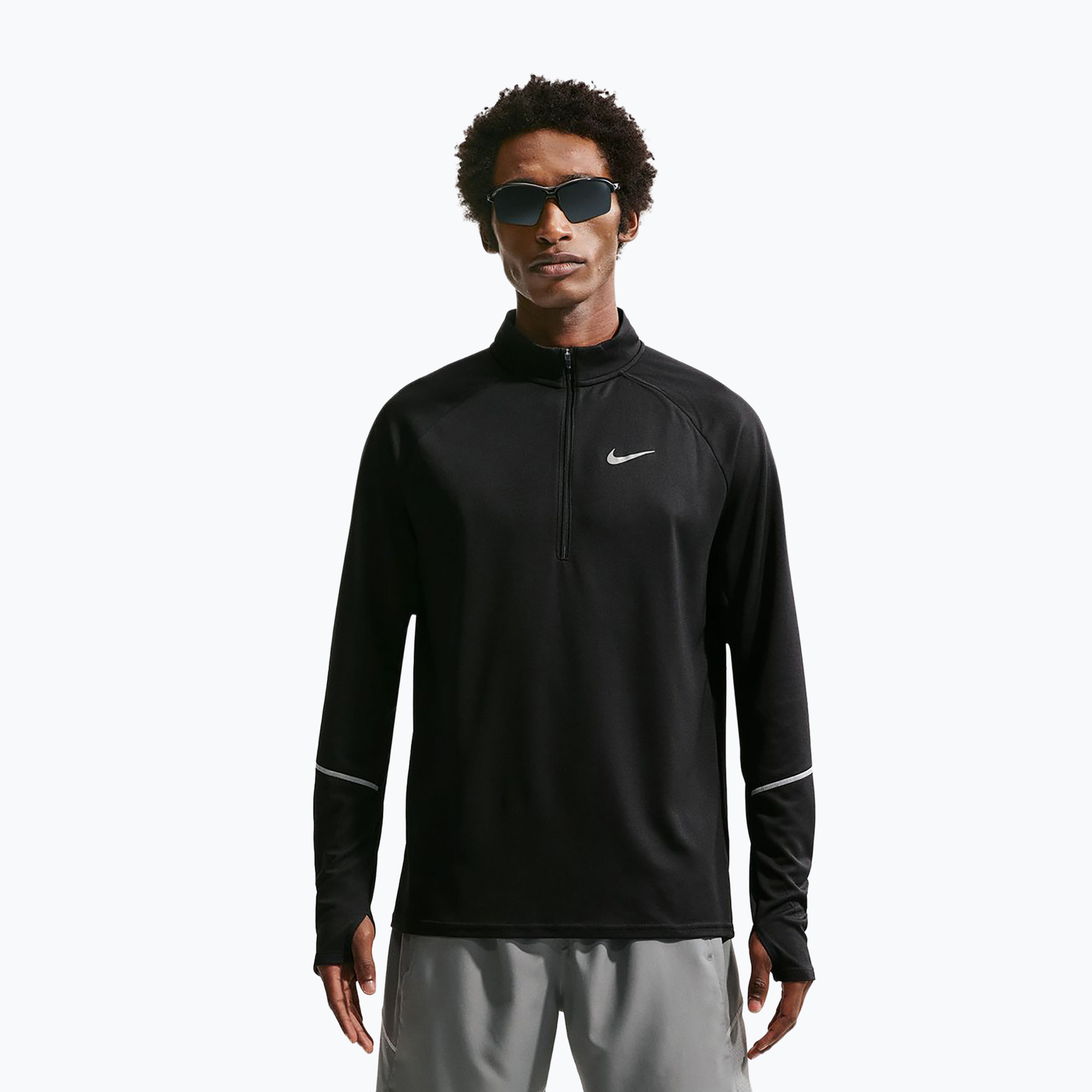 Мъжки суитшърт за бягане Nike Miler Dri-Fit UV 1/2 Zip black