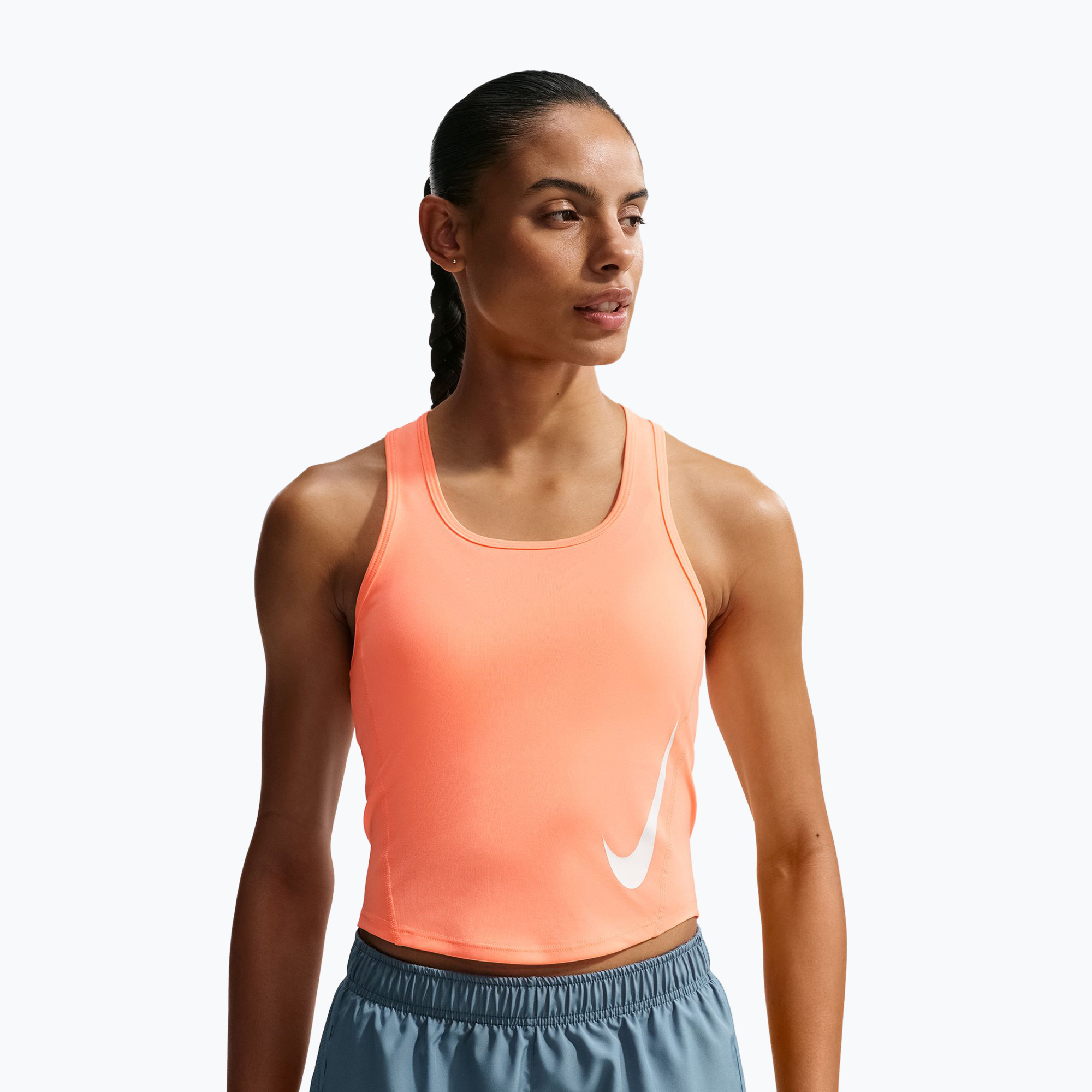 Дамска тениска за бягане Nike Swoosh Run Dri-Fit orange pulse/photon dust/white