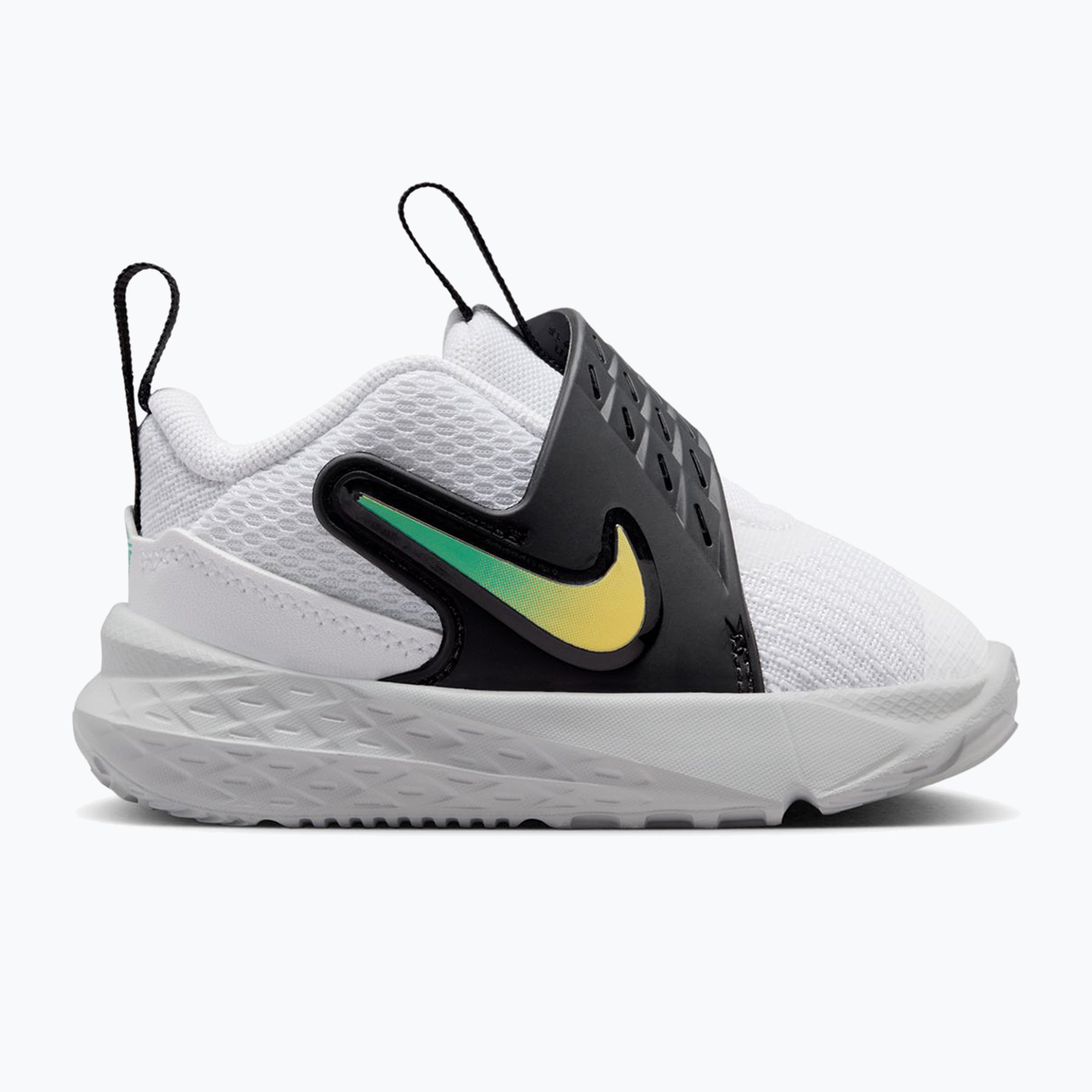 Детски обувки Nike Team Hustle D 12 white/black/clear emerald/topaz gold