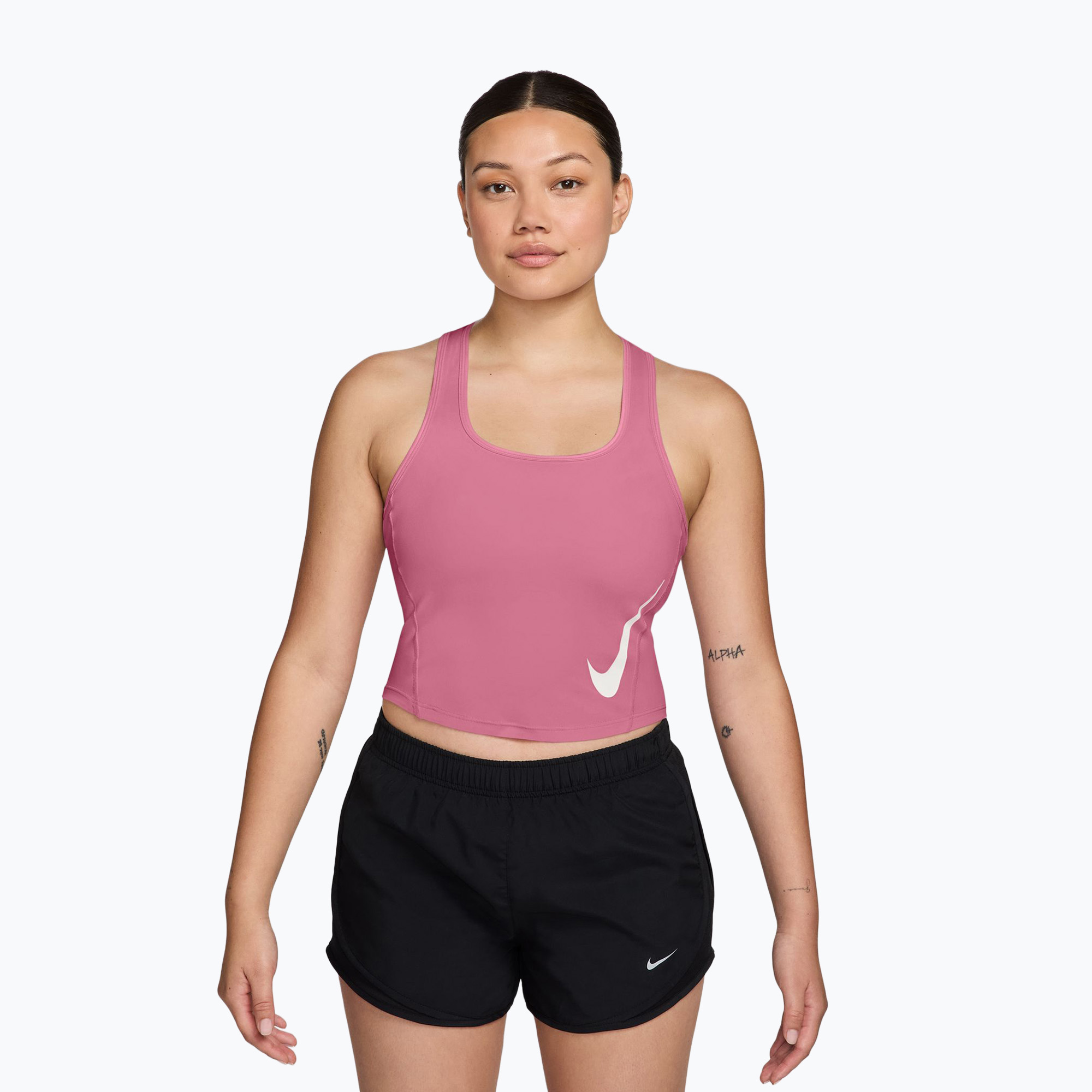Дамска тениска за бягане Nike Swoosh Run Dri-Fit peony/photon dust/white