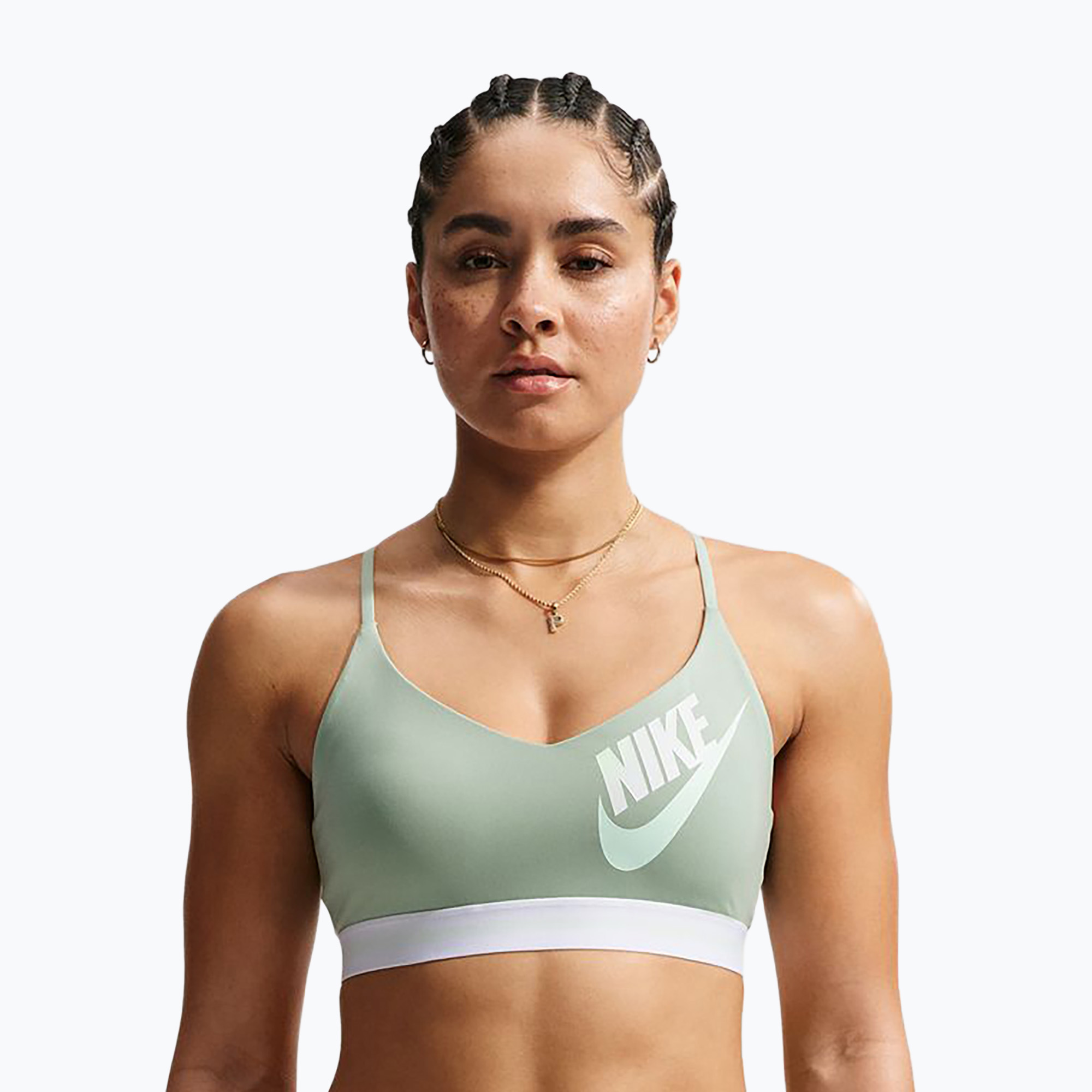 Спортен сутиен Nike Indy Light Support steam/white/barely green