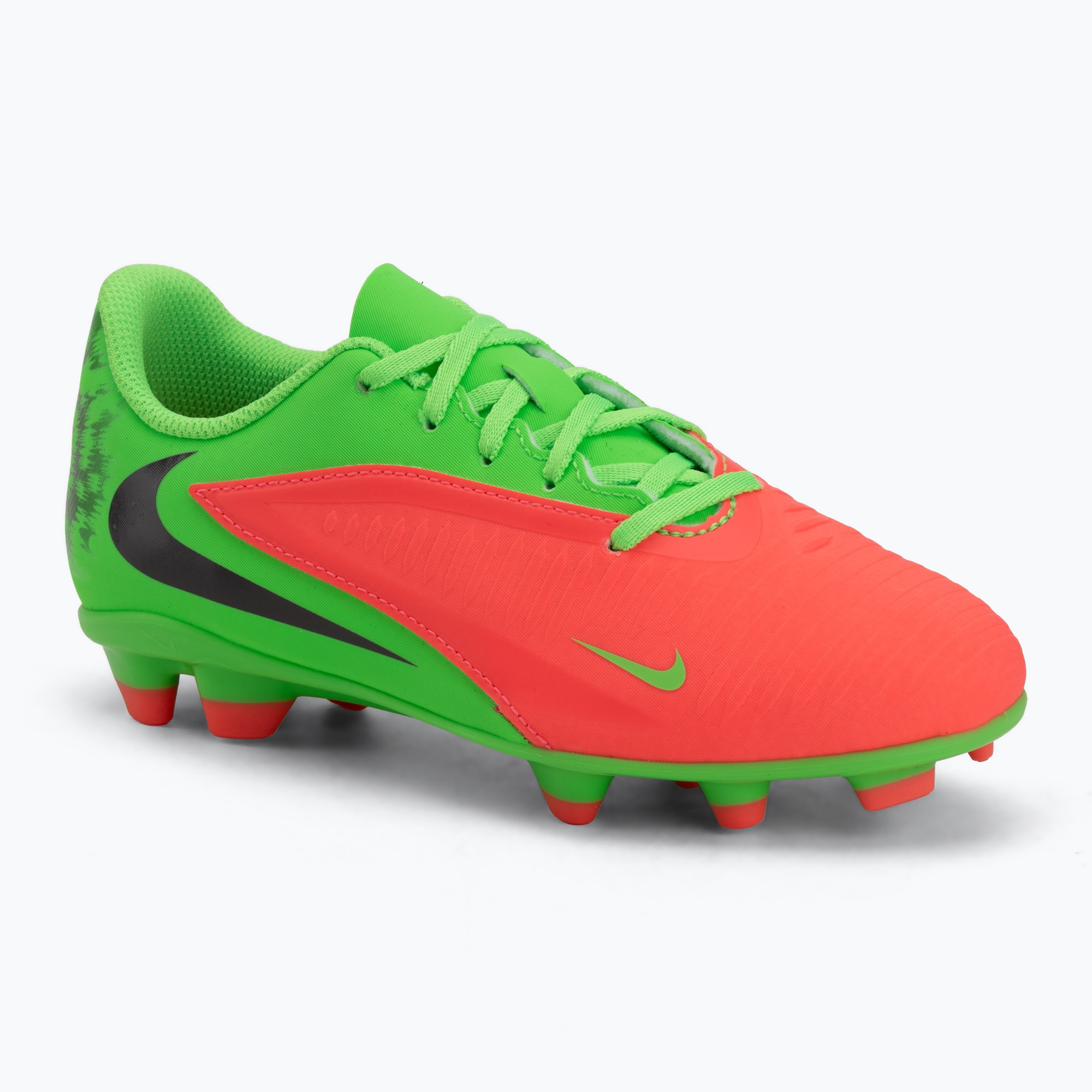 Încălțăminte de fotbal pentru copii Nike Jr. Phantom 6 Club Erling Haaland MG hot punch/green strike/black