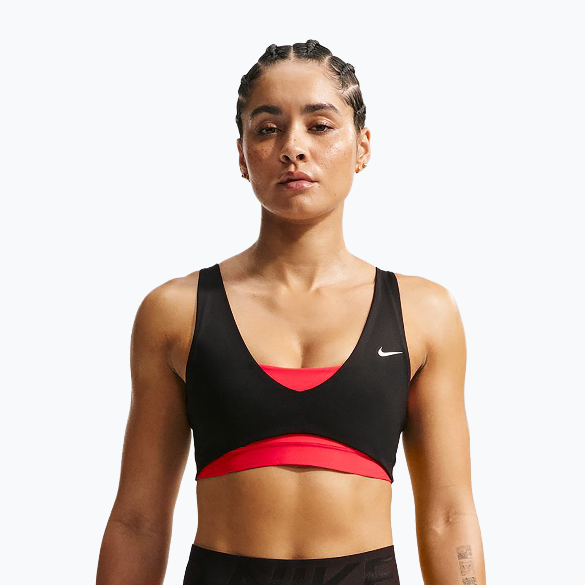 Biustonosz treningowy Nike Pro Sculpt Medium Support black/light crimson/white 