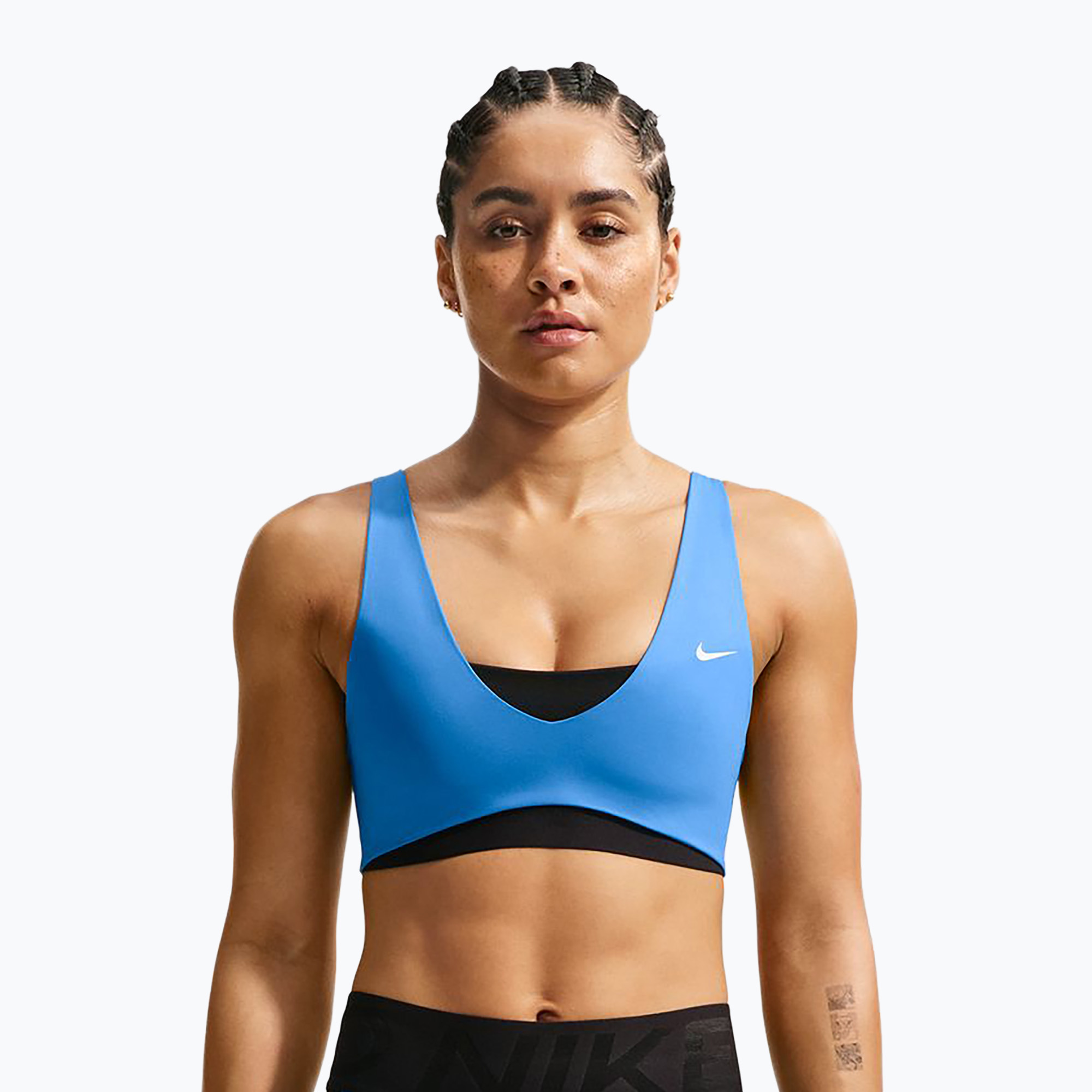 Biustonosz treningowy Nike Pro Sculpt Medium Support light photo blue/black/white 