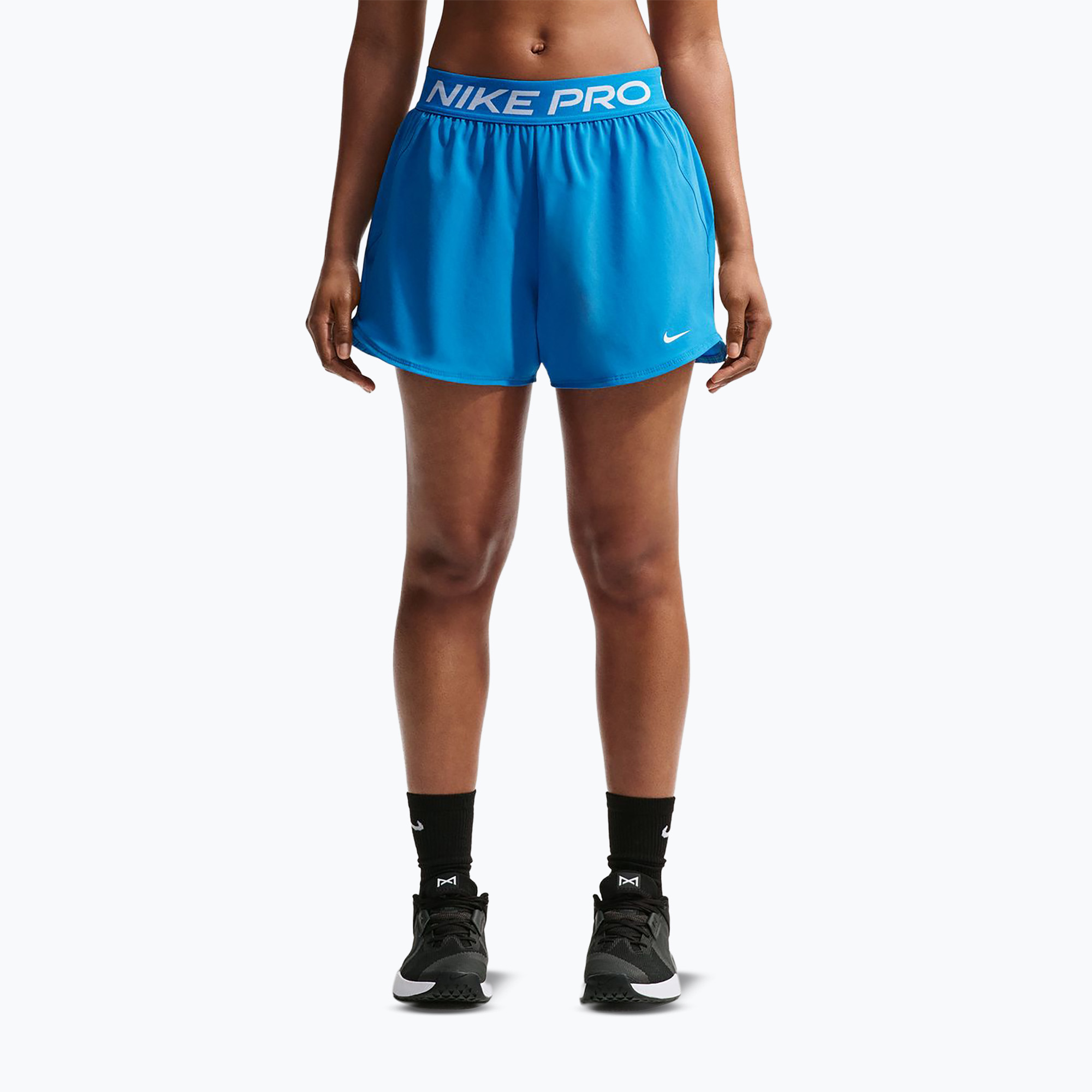 Spodenki treningowe damskie Nike Pro 2in1 light photo blue/white 