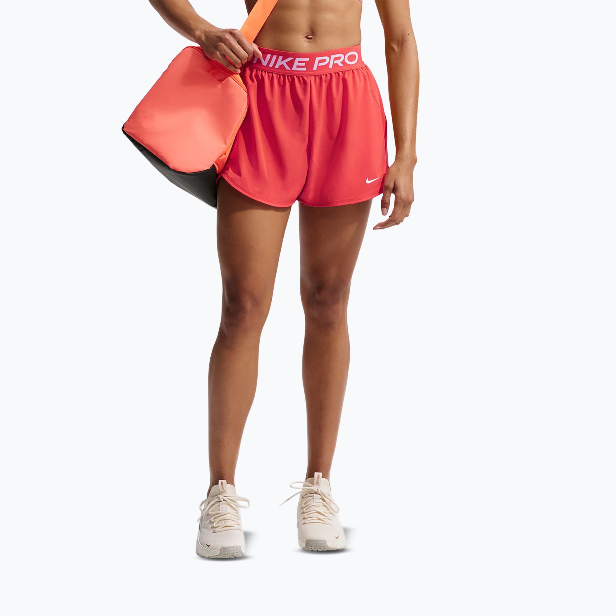 Spodenki treningowe damskie Nike Pro 2in1 light crimson/white 