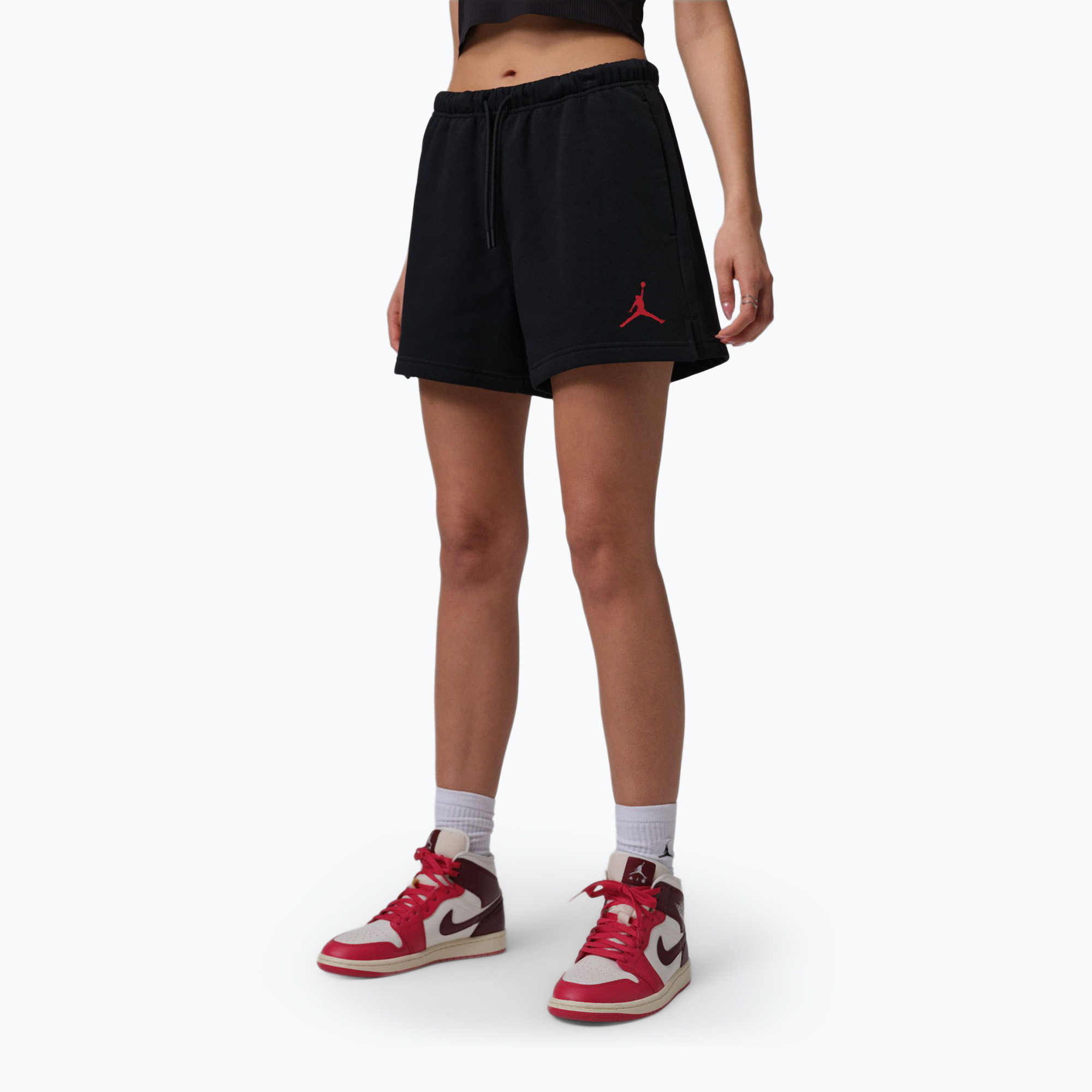 Spodenki damskie Jordan Fleece black/gym red 