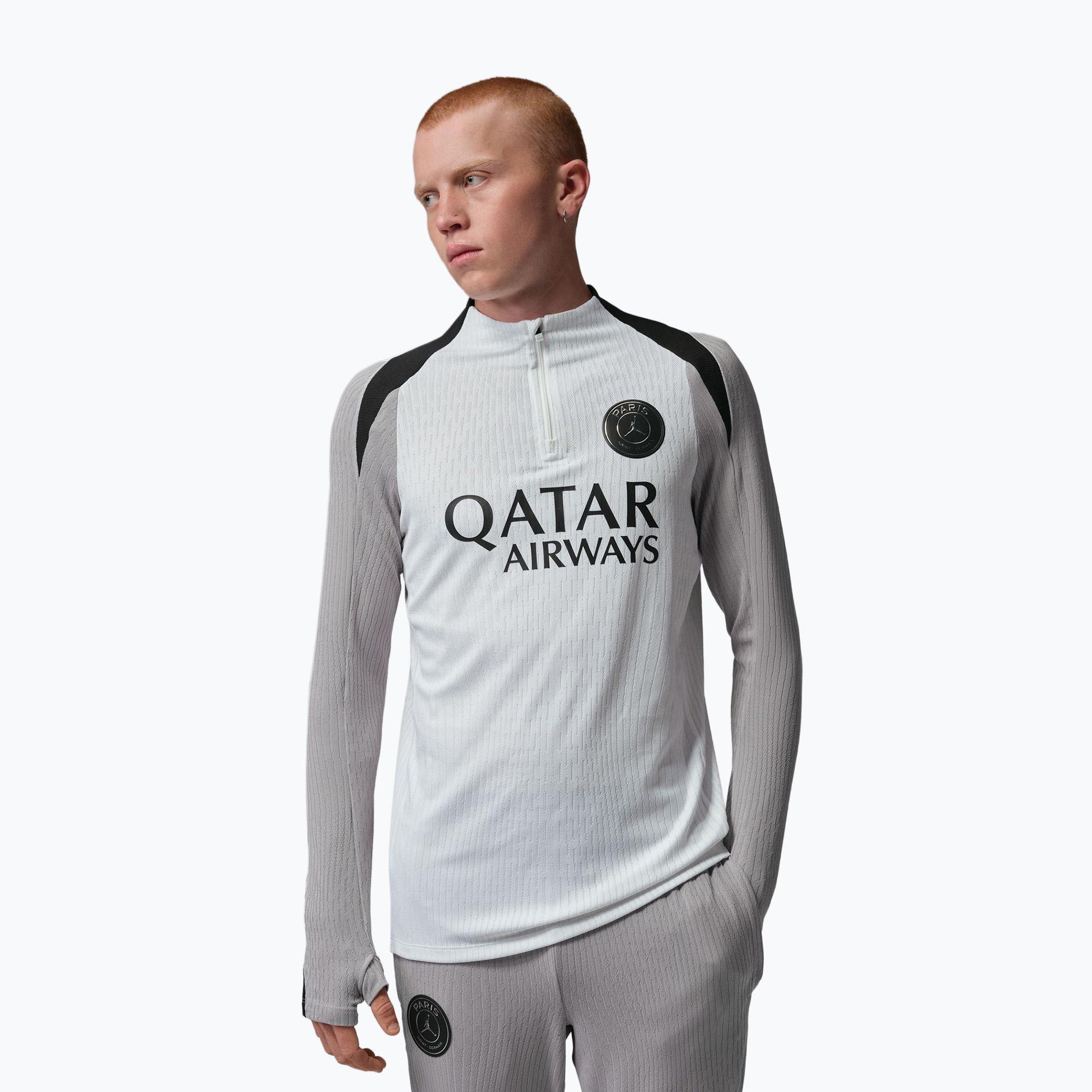 Мъжка футболна фланелка с дълъг ръкав Nike Paris Saint-Germain Strike Elite SE Drill Top white/atmosphere grey/black