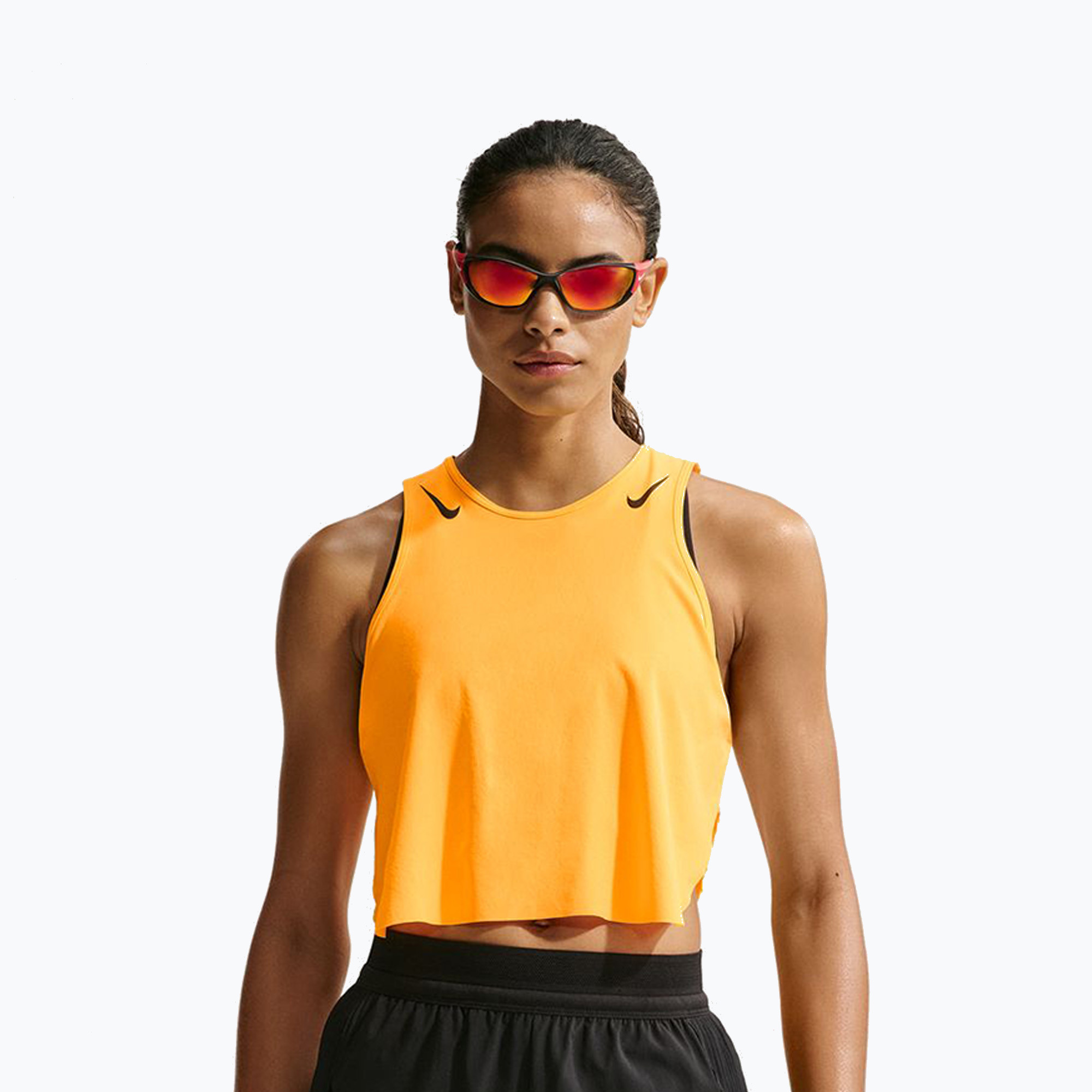 Koszulka do biegania damska Nike AeroSwift Dri-Fit ADV Cropped Tank Top laser orange/black 