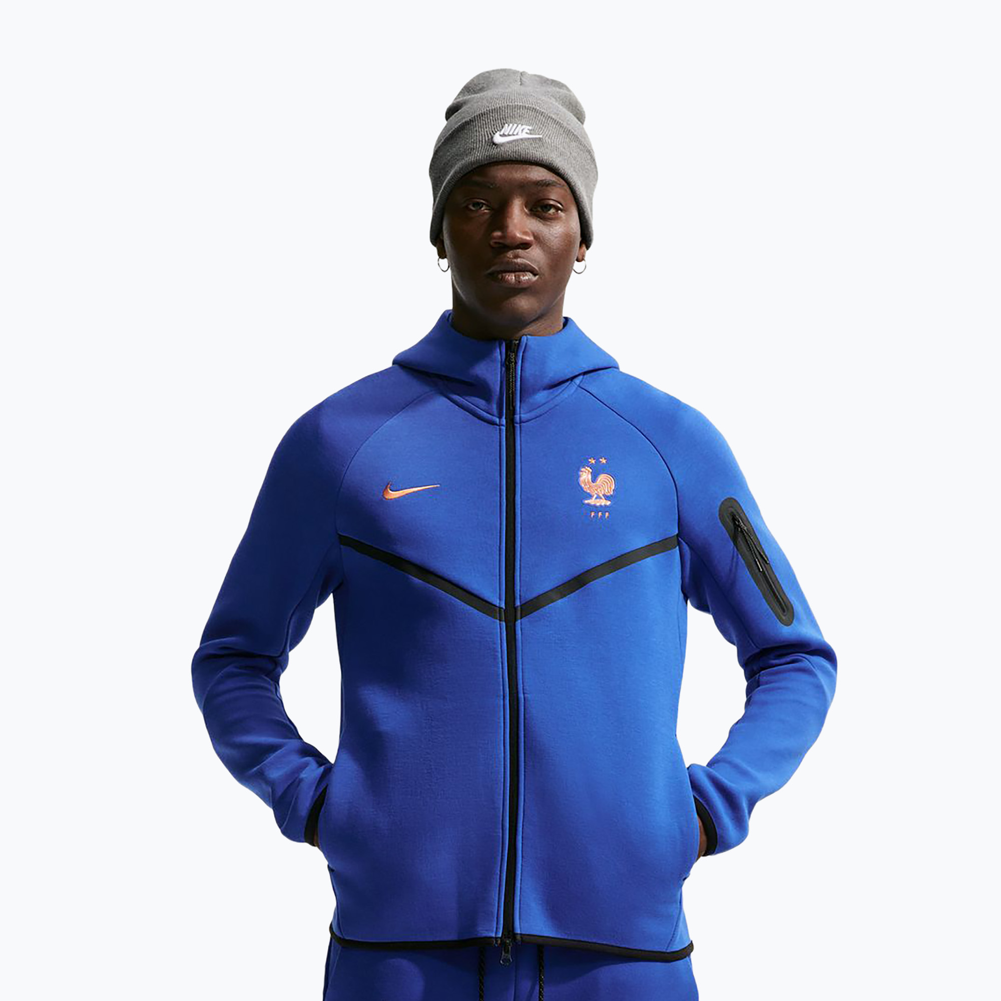 Мъжки суитшърт Nike FFF Tech Fleece Windrunner Full Zip game royal/metallic copper