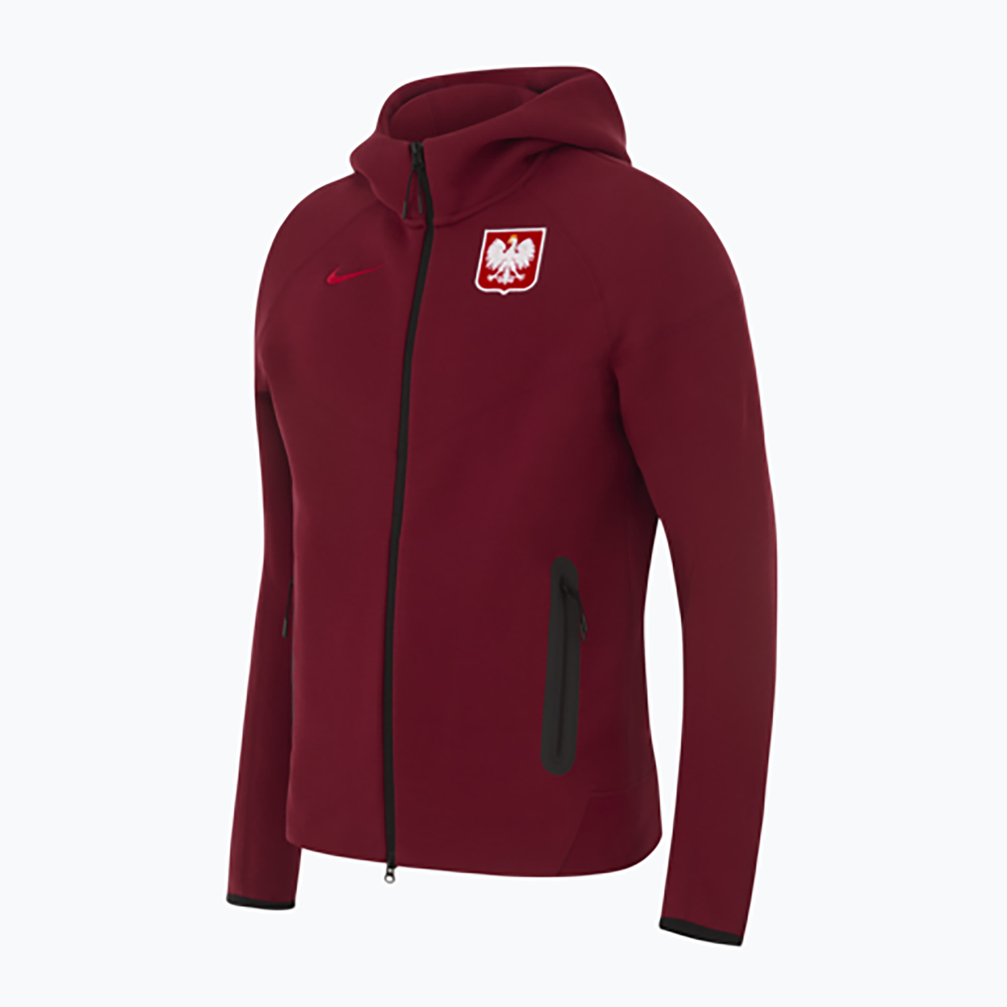 Bluză de fotbal pentru bărbați Nike Tech Fleece Poland Full Zip Hoodie team red