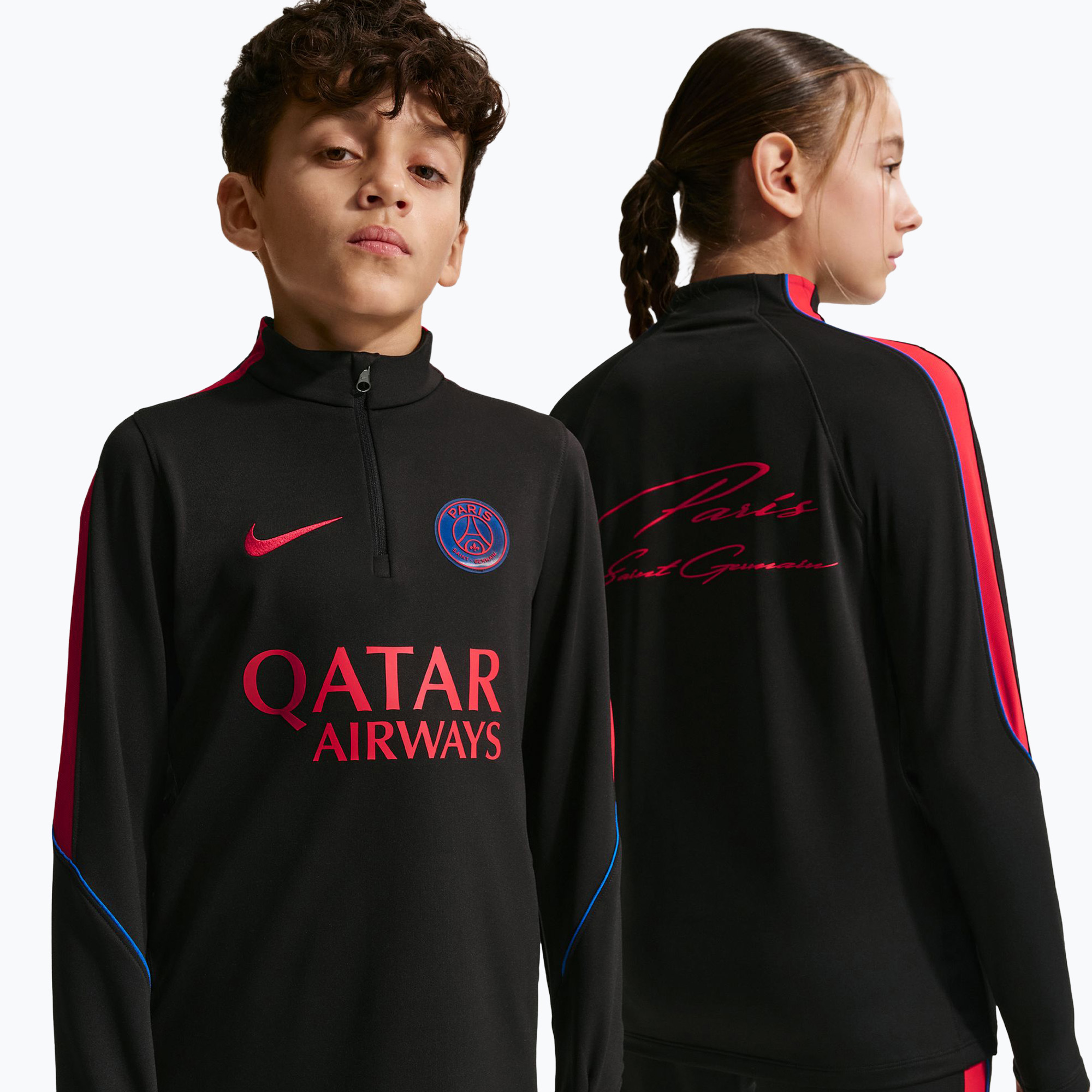 Bluză de fotbal pentru copii Nike Paris Saint-Germain Strike Dri-Fit Soccer Knit Drill Top black/global red/global red