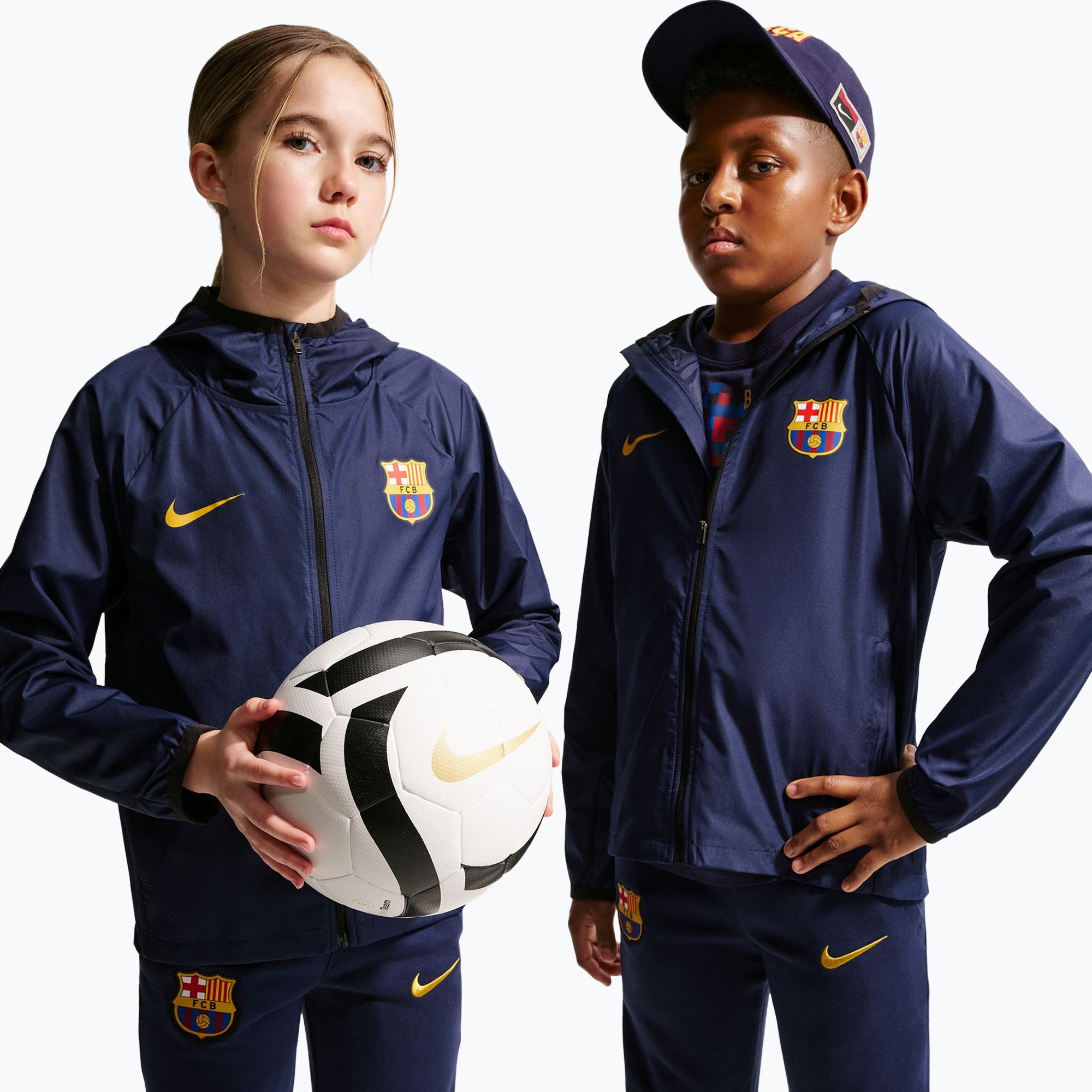 Geacă de fotbal pentru copii Nike FC Barcelona Academy Pro blackened blue/black/mineral yellow