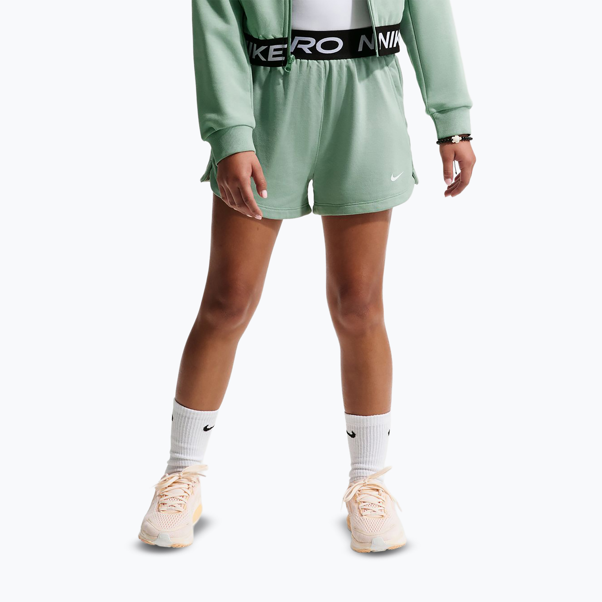 Spodenki dziecięce Nike Pro Fleece Dri-Fit steam/steam/black/white 