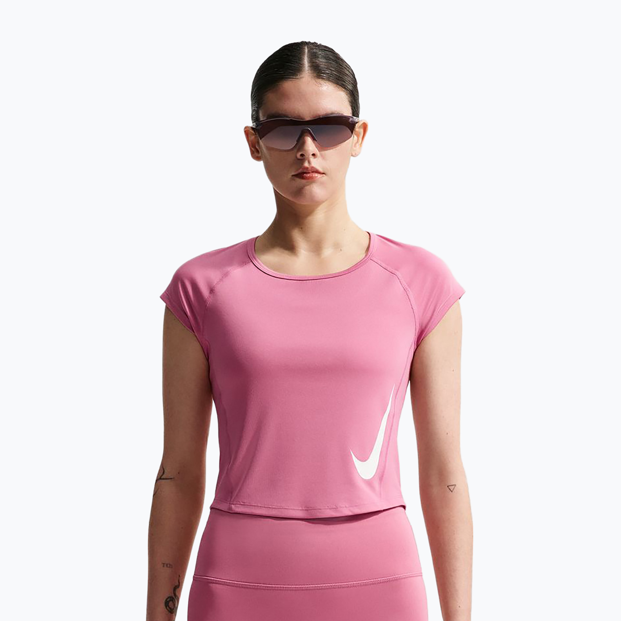 Дамска тениска за бягане Nike Swoosh Run Dri-Fit peony/photon dust/white