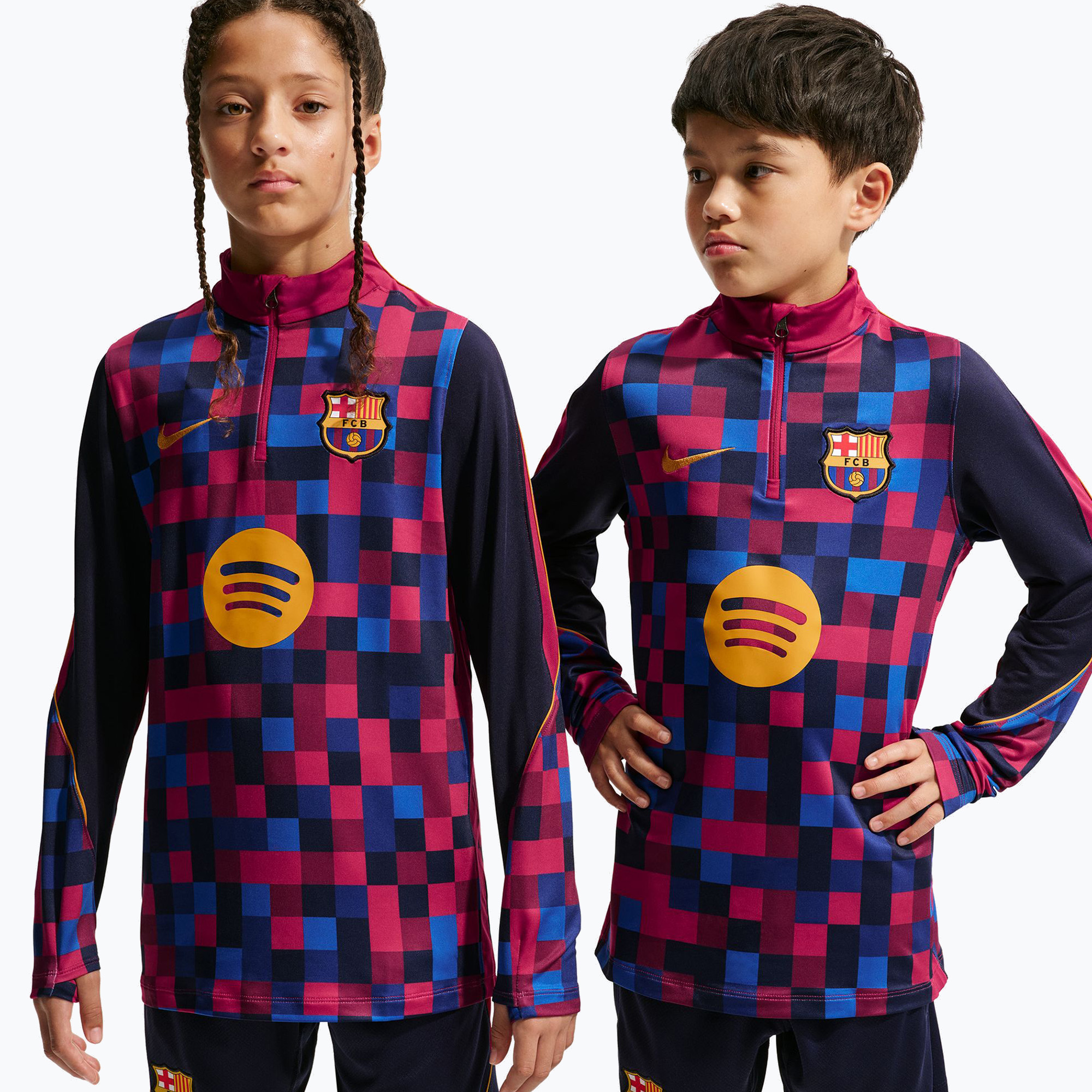 Bluză de fotbal pentru copii Nike FC Barcelona Dri-Fit Strike Drill Top noble red/noble red/mineral yellow