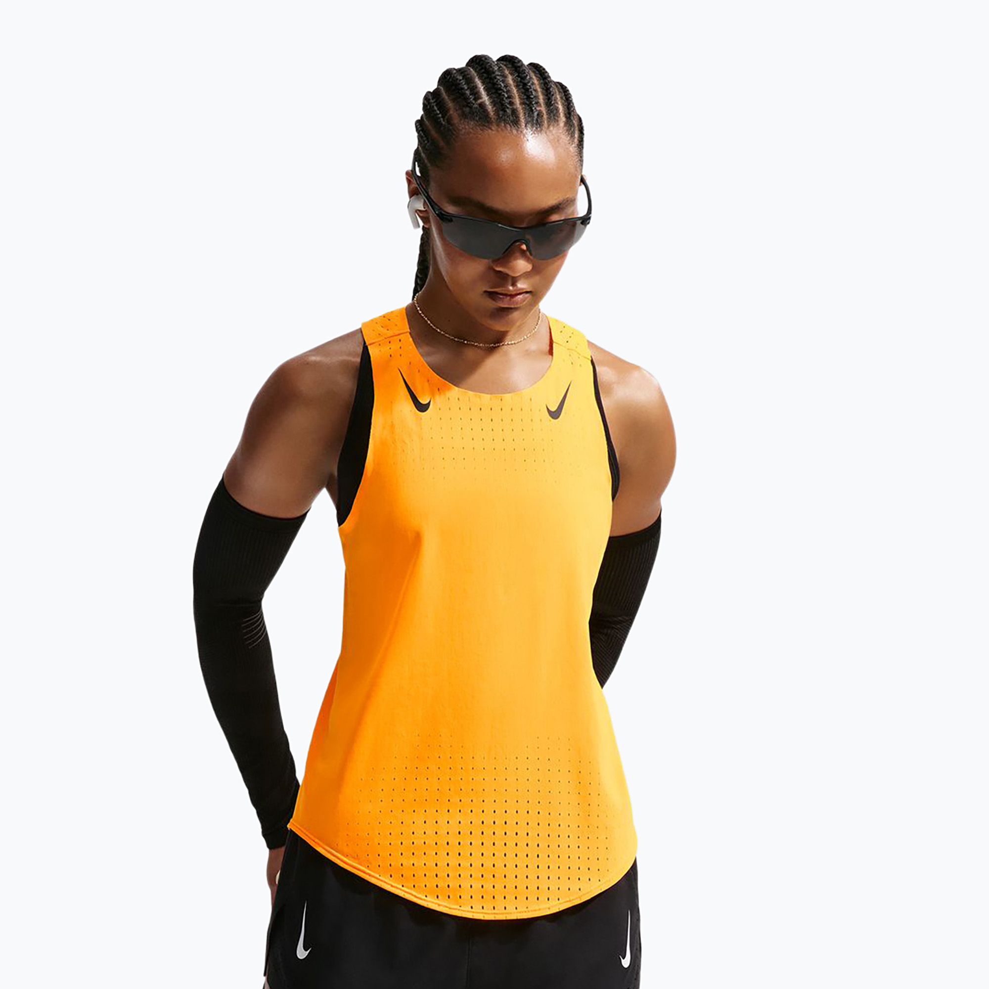 Дамска тениска за бягане Nike AeroSwift Dri-Fit ADV Singlet laser orange/black