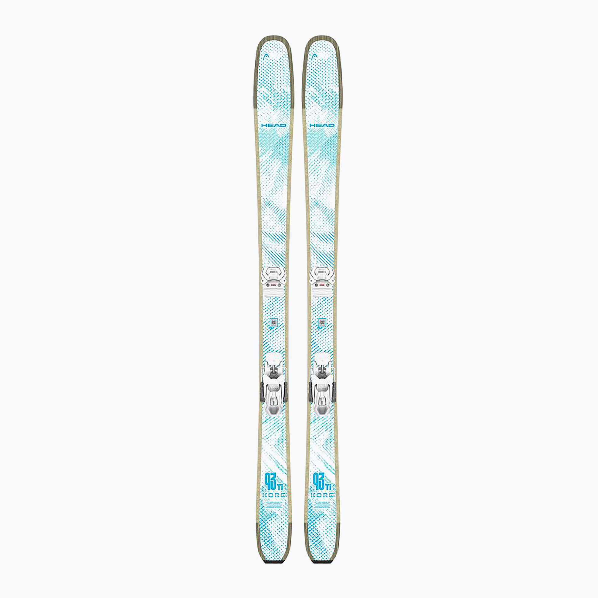 Дамски ски за спускане със ски автомати HEAD Kore 93 Ti   Protector  Attack 14 GW white/blue