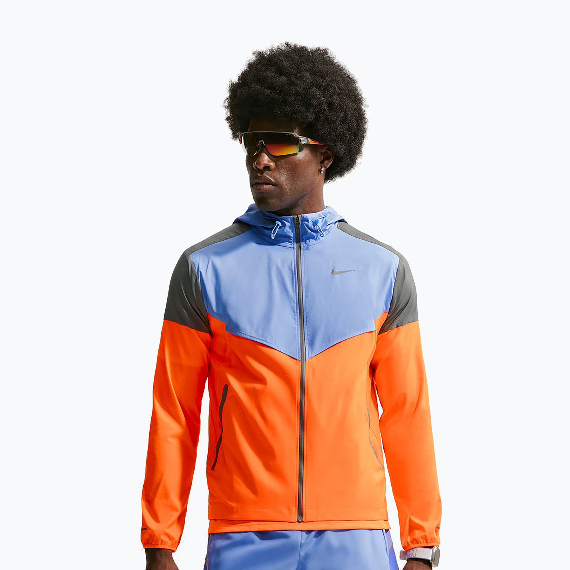 Мъжко яке за бягане Nike Impossibly Light Windrunner total orange/royal pulse/smoke grey