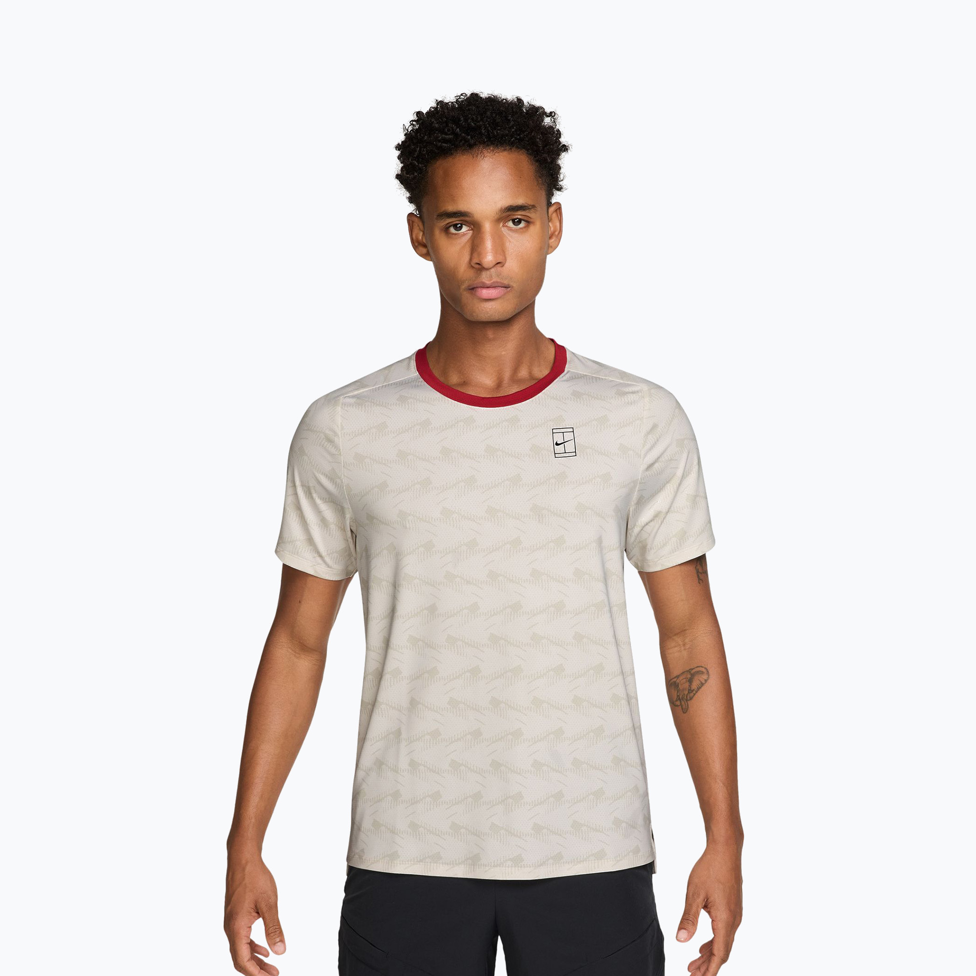 Tricou pentru bărbați Nike Court Advantage light bone/tough red/black