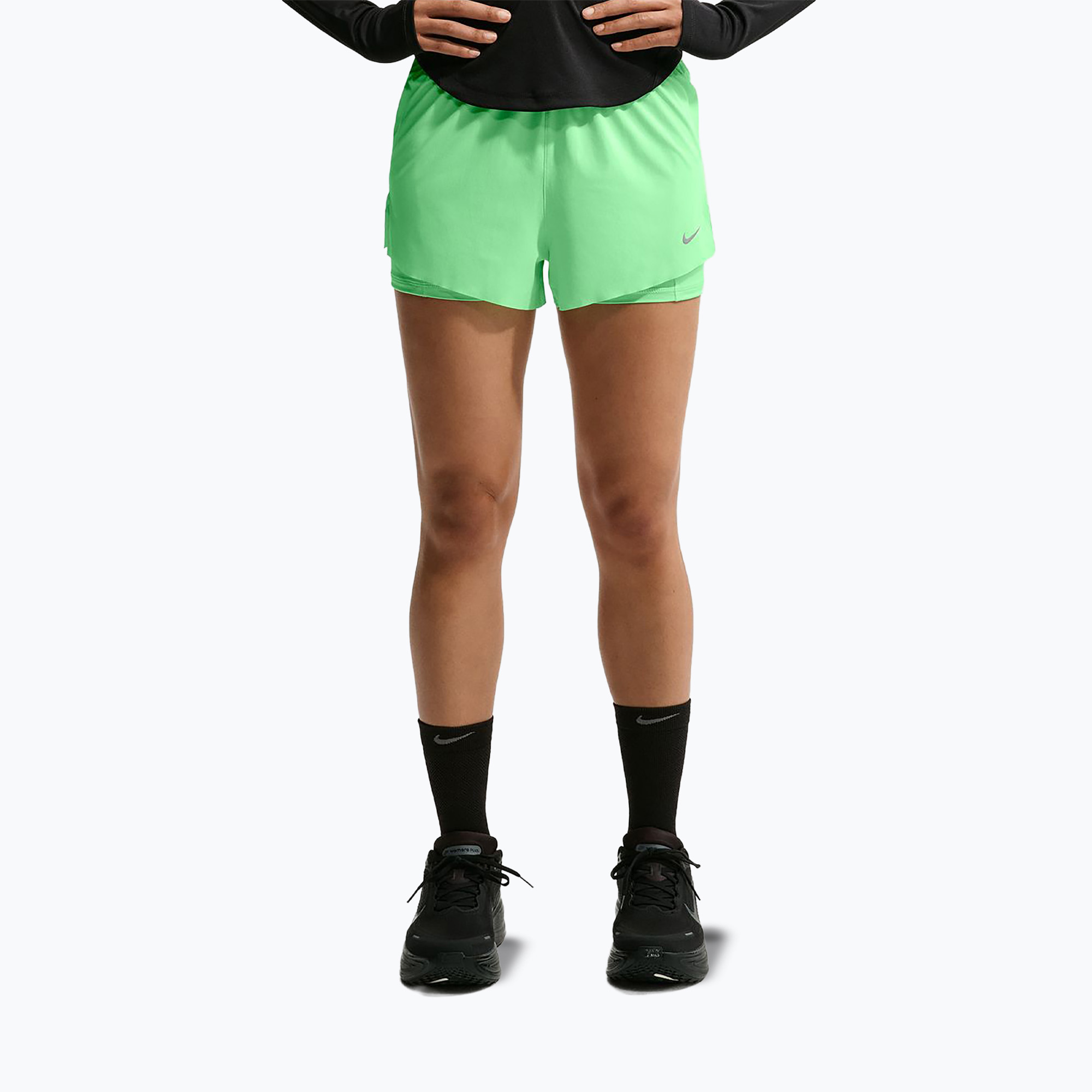 Pantaloni scurți de alergare pentru femei Nike Swift Mid-Rise 2in1 illusion green