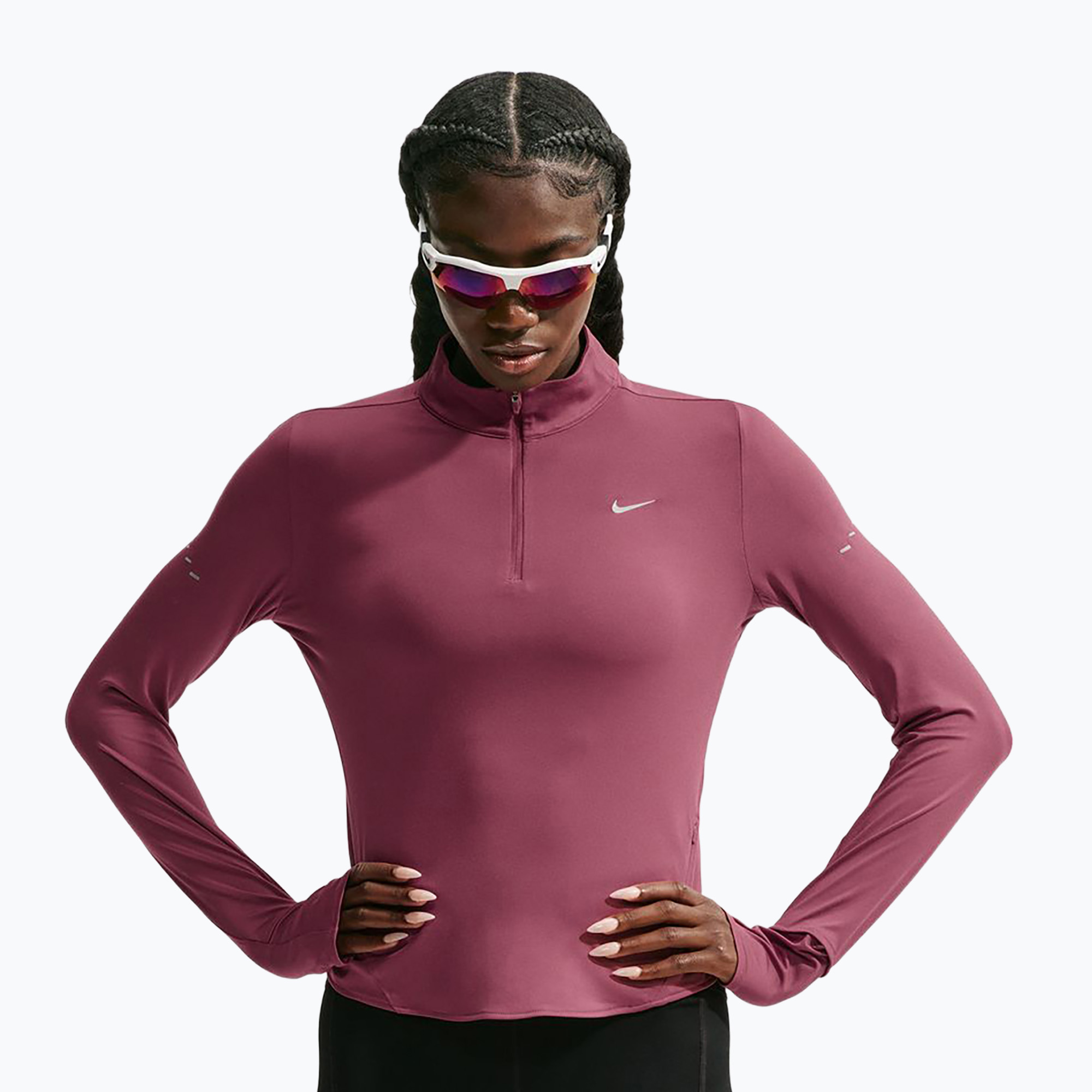 Bluză pentru femei de alergare Nike Swift Dri-FIT UV 1/4-Zip pink smoke