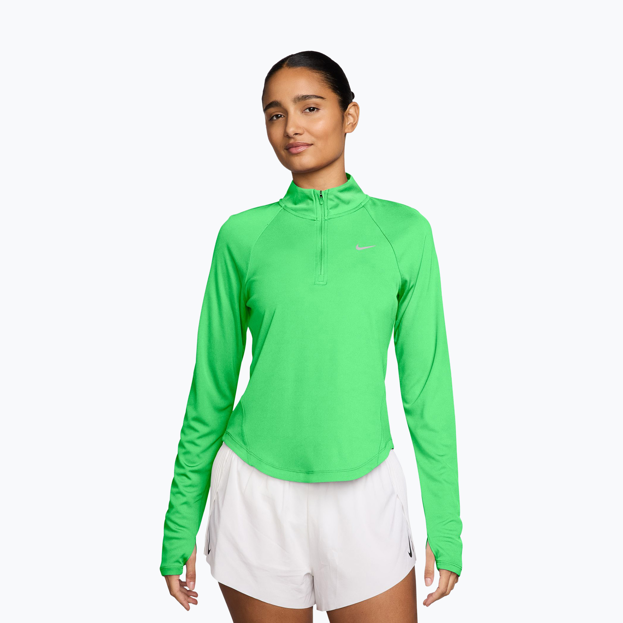 Longsleeve do biegania damski Nike Tempo Swoosh Run Dri-Fit 1/4-Zip illusion green/white 