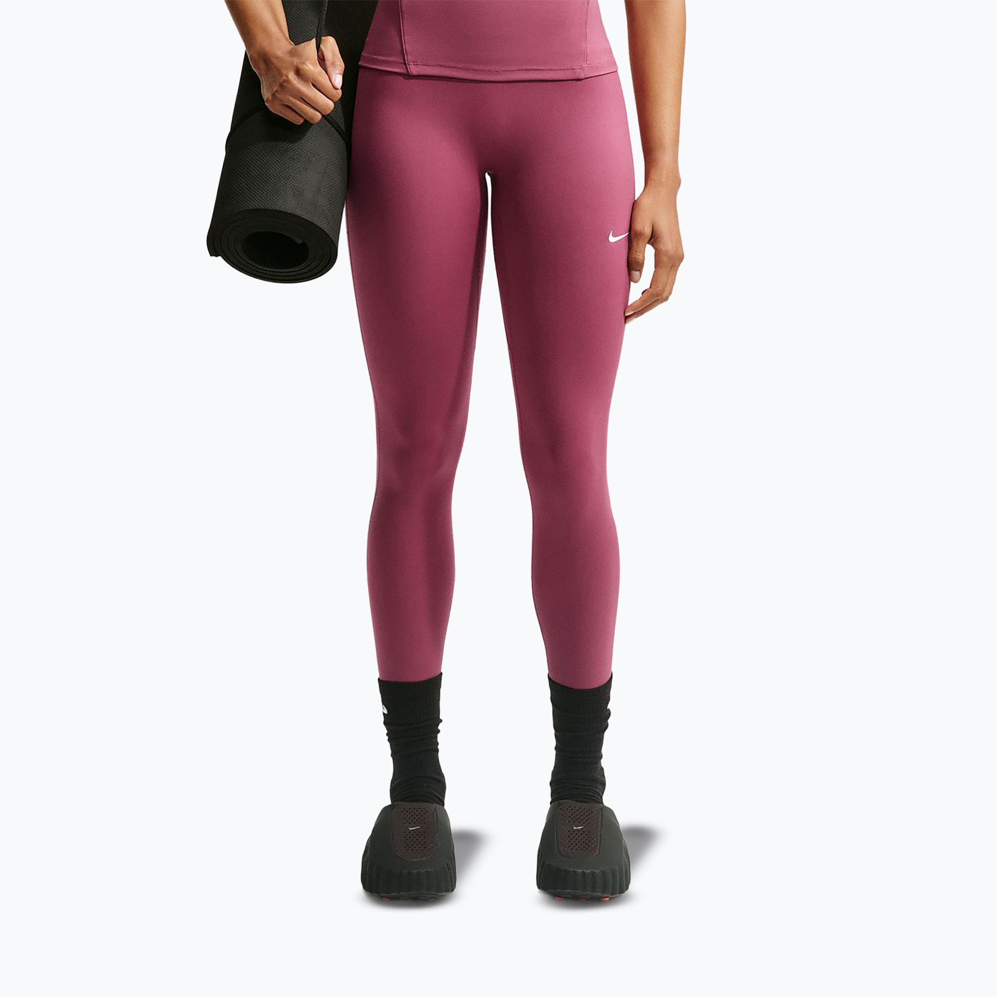 Legginsy damskie Nike One pink smoke/white 