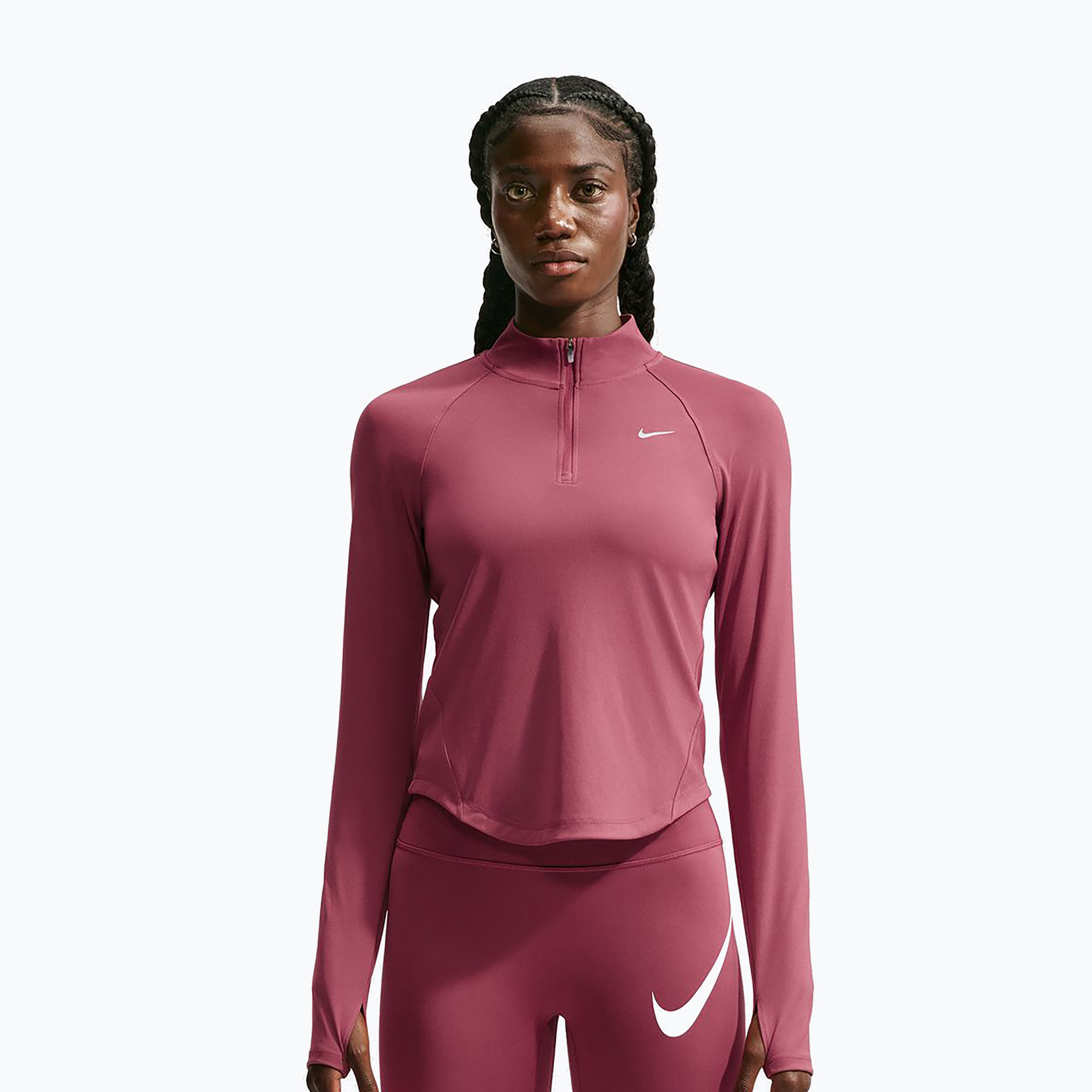 Дамски суитшърт за бягане Nike Tempo Dri-Fit 1/4 Zip pink smoke