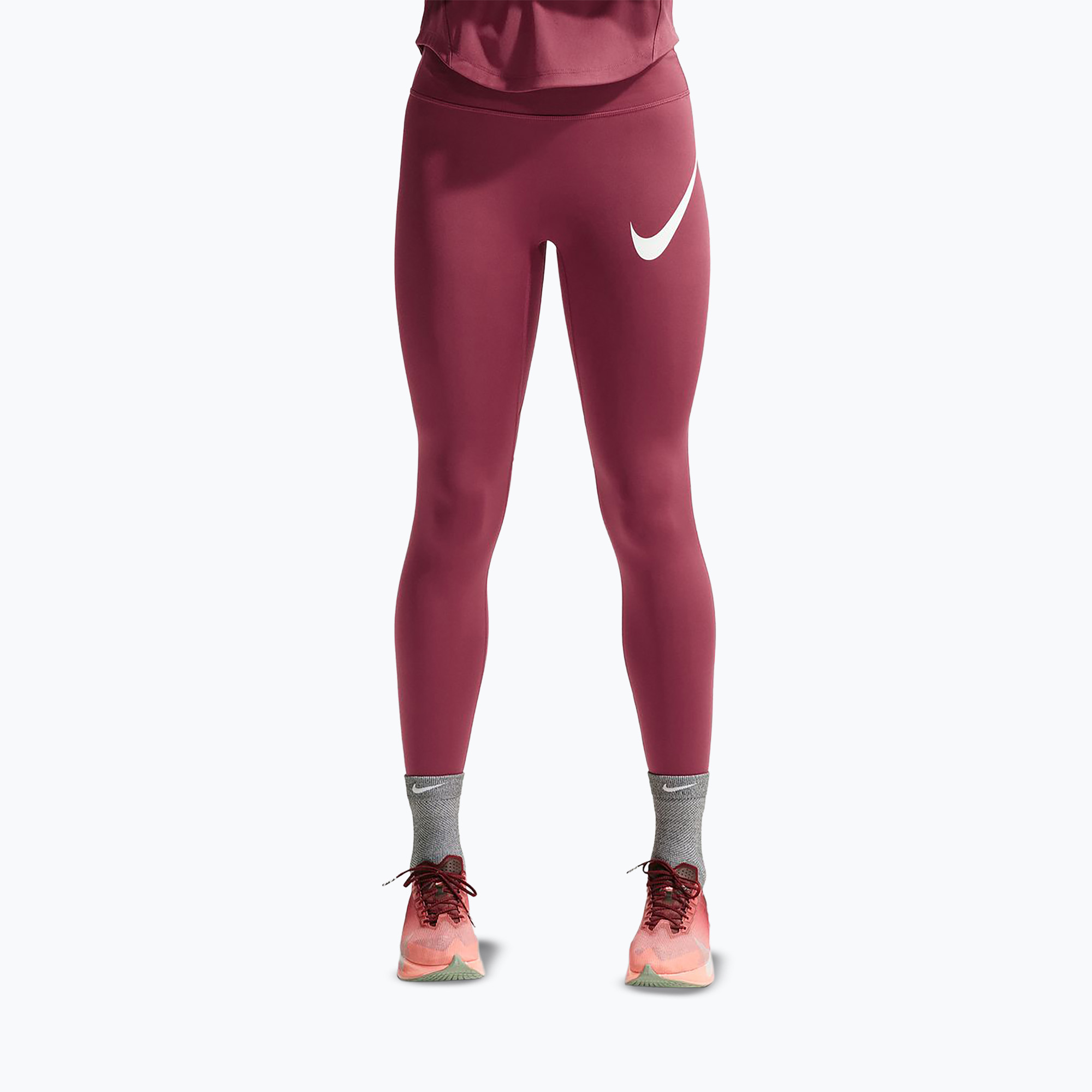 Legginsy damskie Nike Tempo Swoosh Run pink smoke/white 