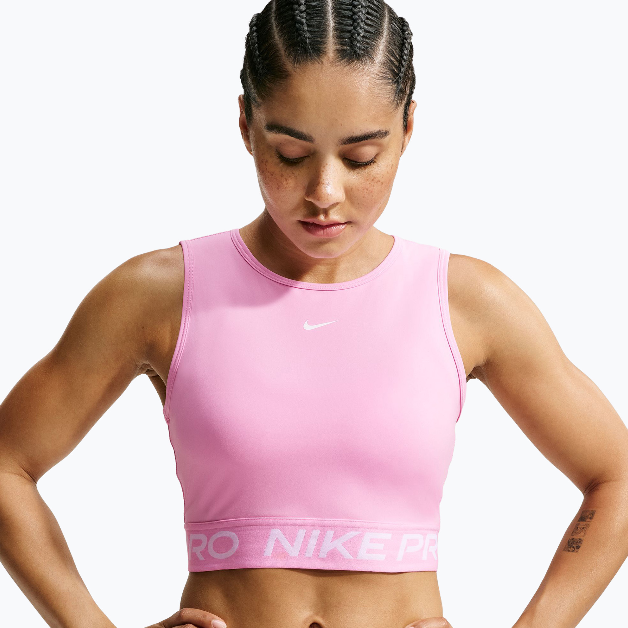 Дамска тениска Nike Pro pink rise/white