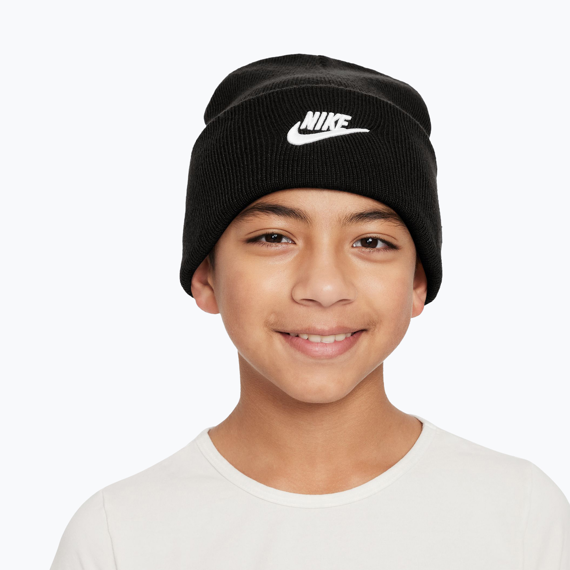 Detská zimná čiapka Nike Peak black heather/white