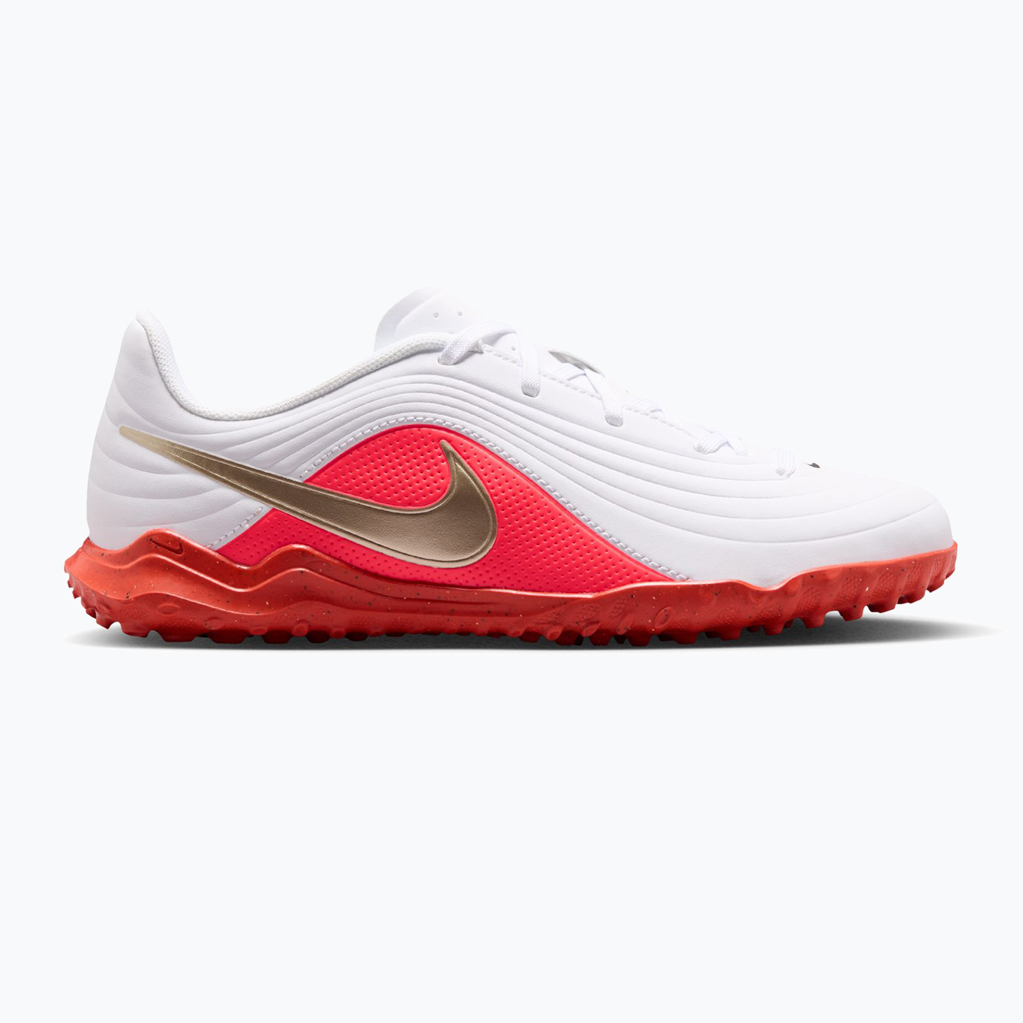 Încălțăminte de fotbal pentru copii Nike Jr. Tiempo Maestro Club White/Bright Crimson/Blur