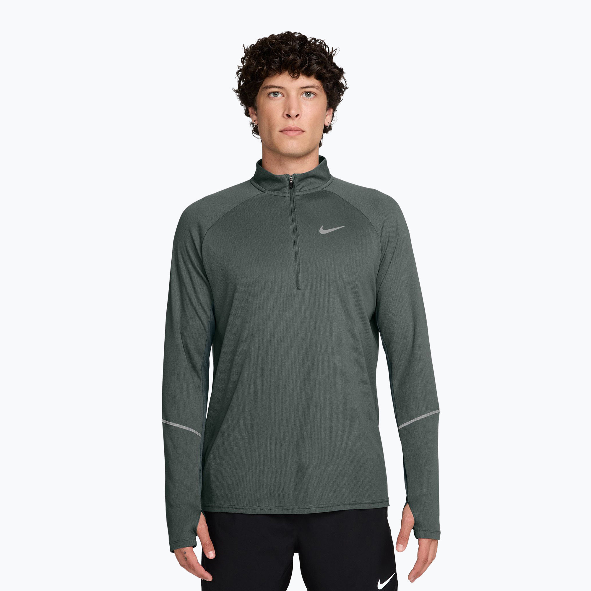Мъжки суитшърт за бягане Nike Miler Dri-Fit UV 1/2 Zip camo green