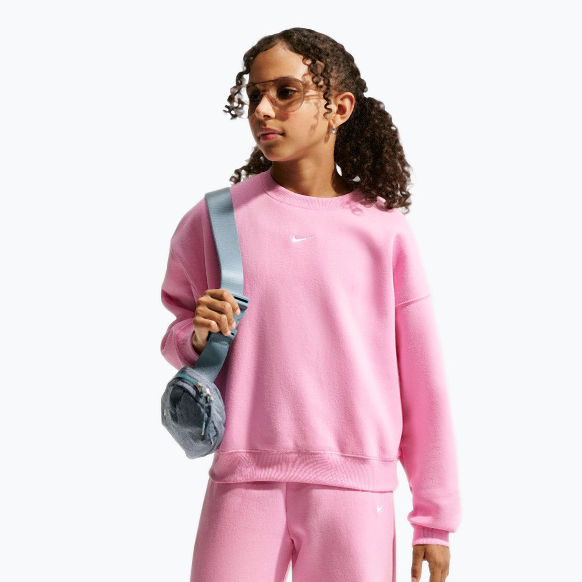 Bluză pentru copii Nike Sportswear Studio pink rise/white