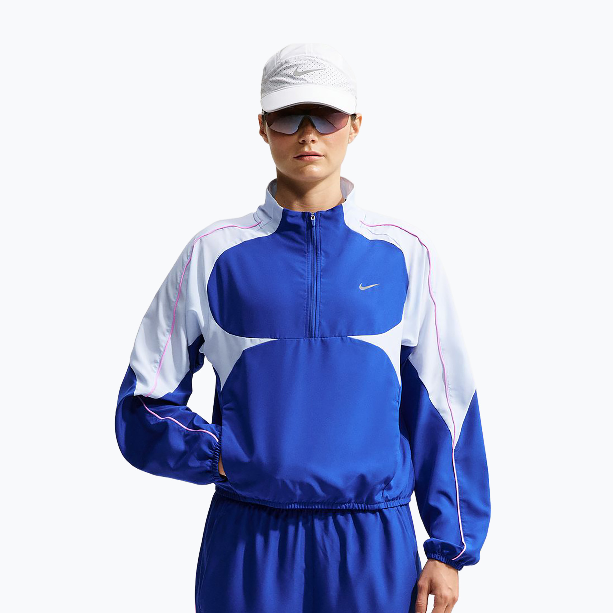 Дамско яке за бягане Nike Tempo Dri-FIT 1/2-Zip old royal/football grey/pink rise